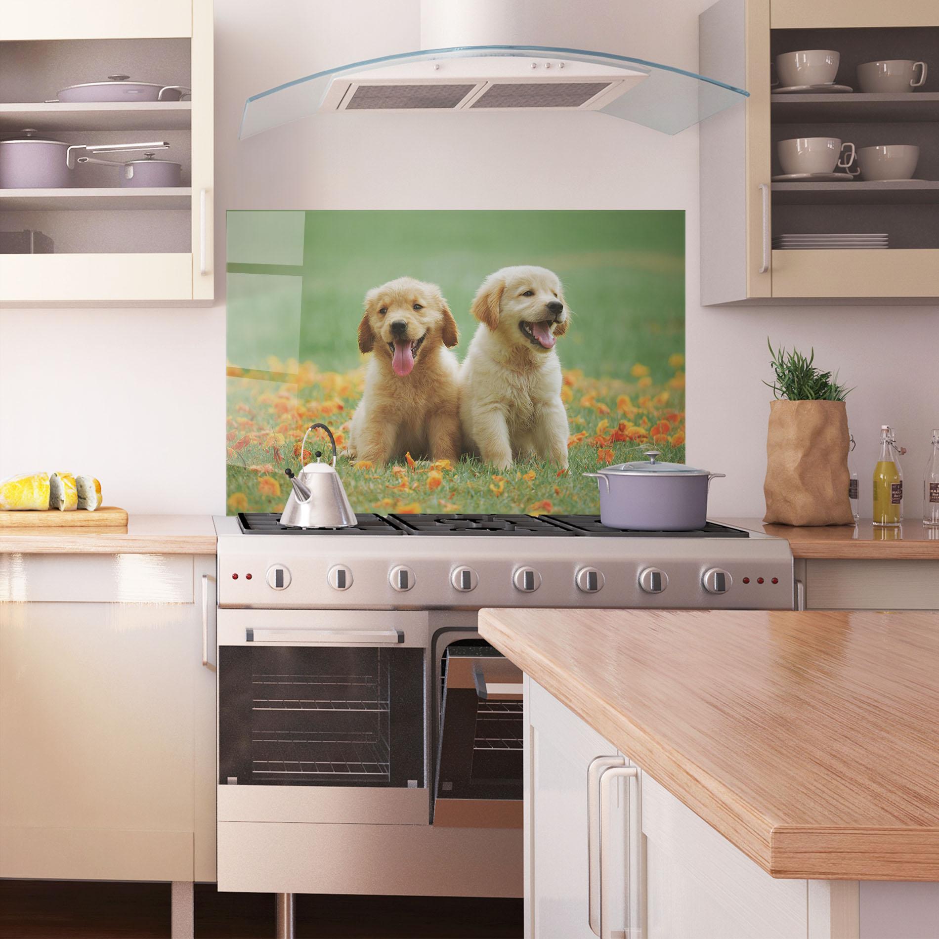 Стъклен панел за кухня Happy Dogs mockup 1