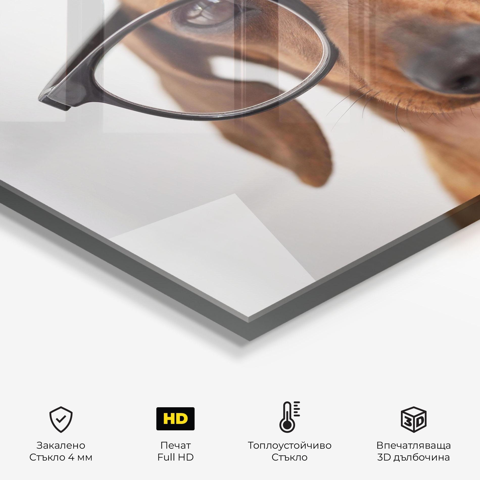 Стъклен панел за кухня Dog Wearing Glasses mockup 2