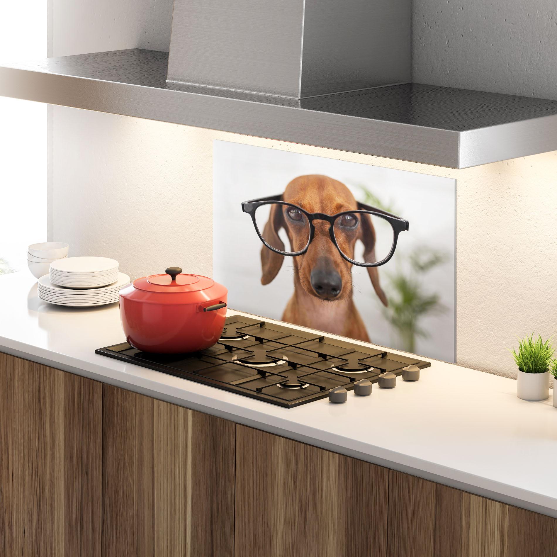 Стъклен панел за кухня Dog Wearing Glasses mockup 4