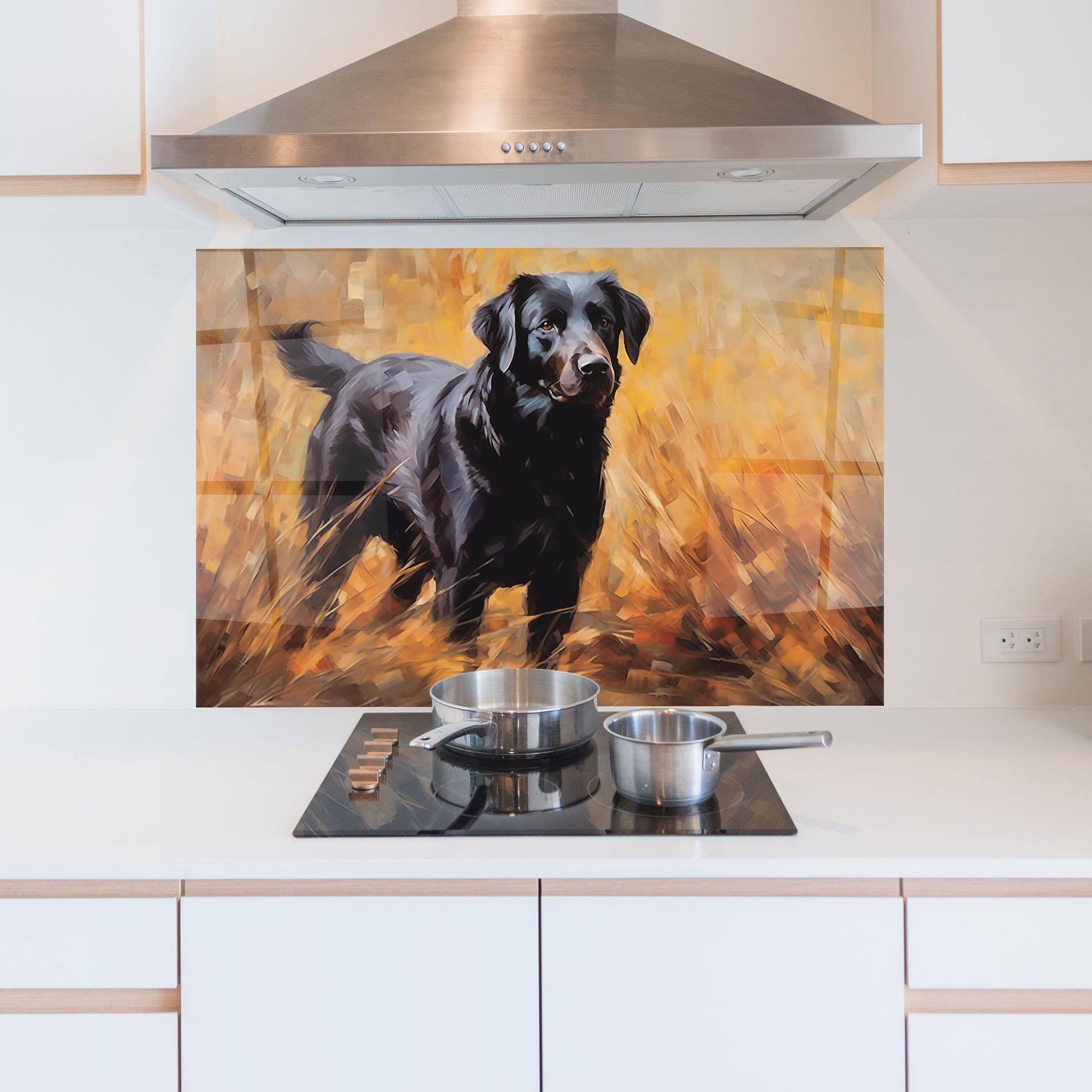 Стъклен панел за кухня Black Pretty Dog mockup 5