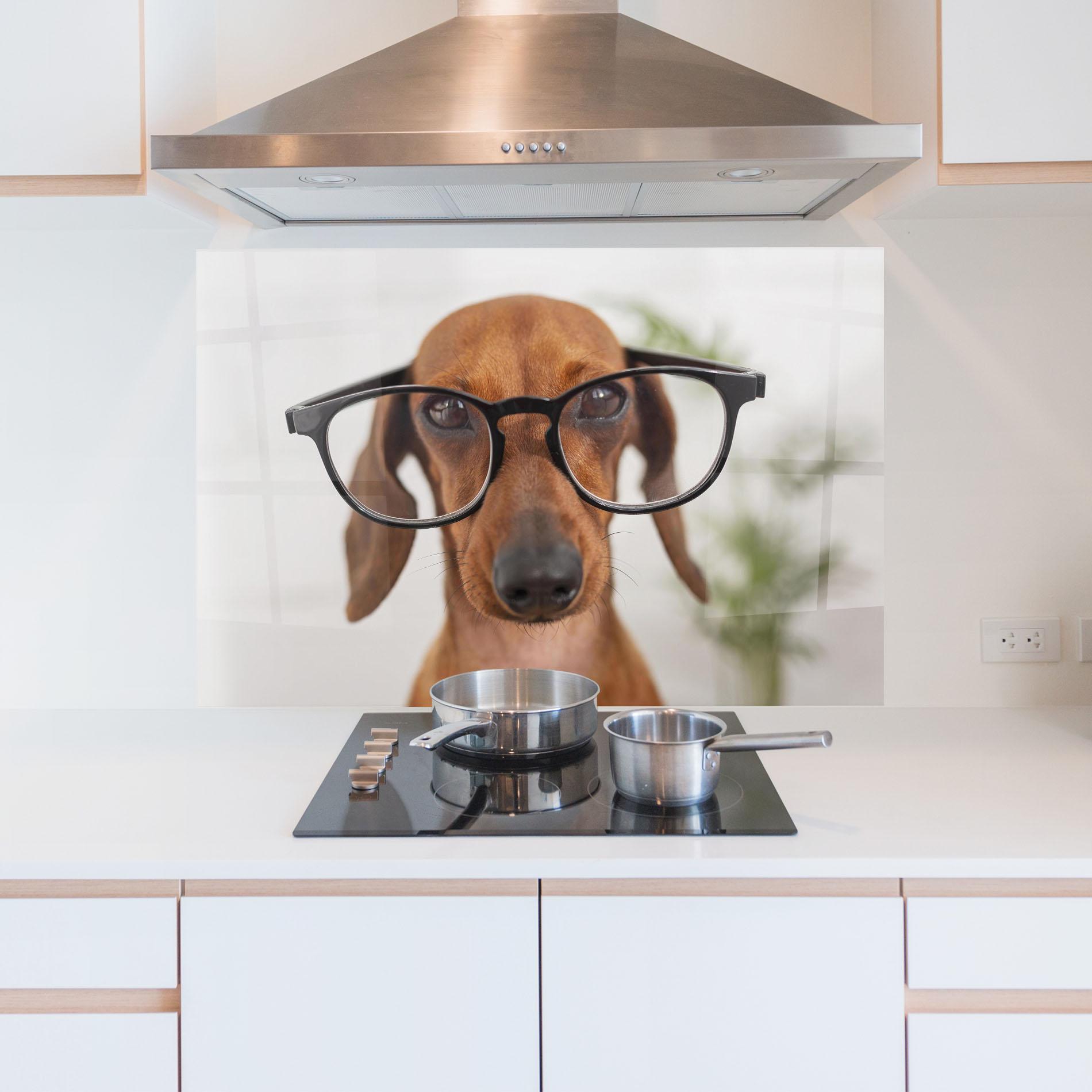 Стъклен панел за кухня Dog Wearing Glasses mockup 5
