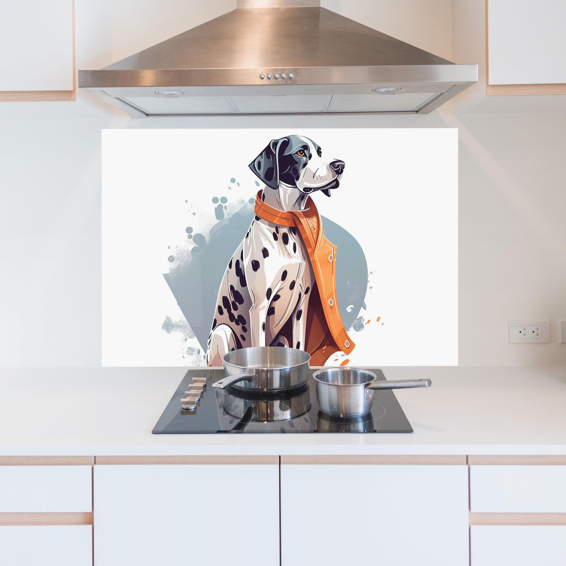 Стъклен панел за кухня Orange Scarf Dalmatian mockup 5