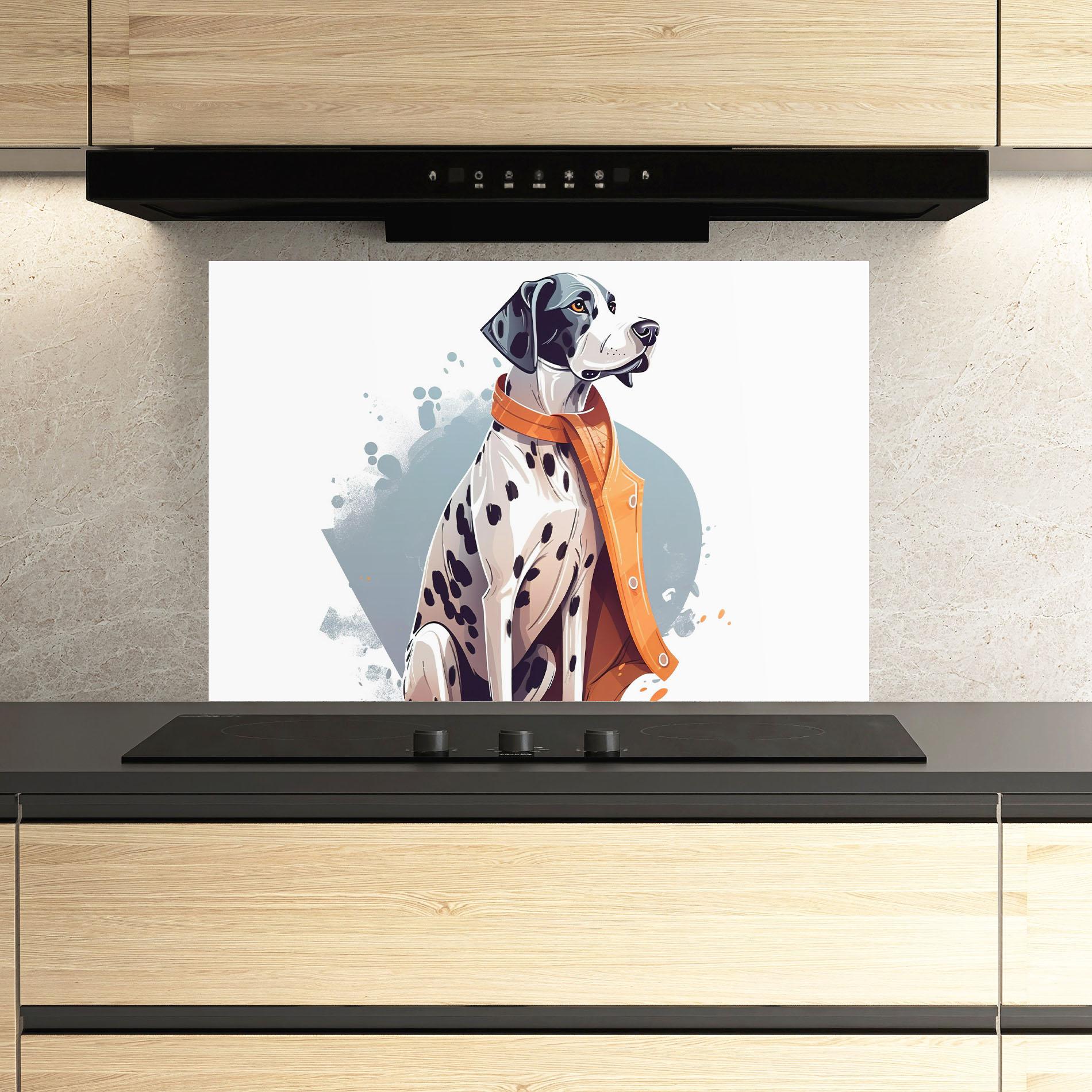 Стъклен панел за кухня Orange Scarf Dalmatian mockup 3
