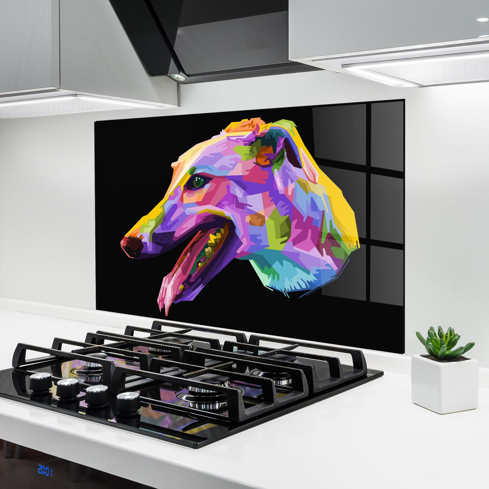 Стъклен панел за кухня Colorful Dog Art mockup 6