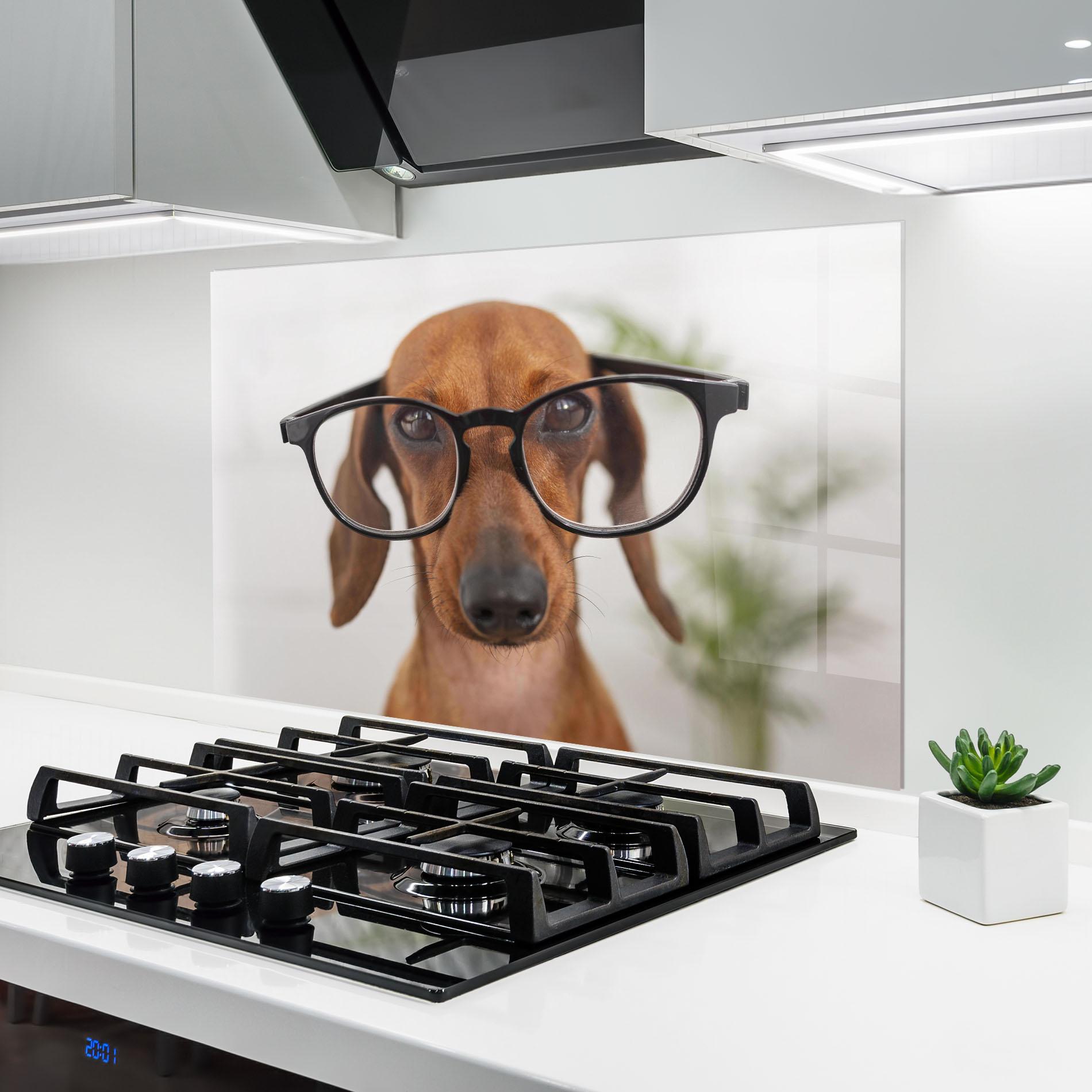 Стъклен панел за кухня Dog Wearing Glasses mockup 6