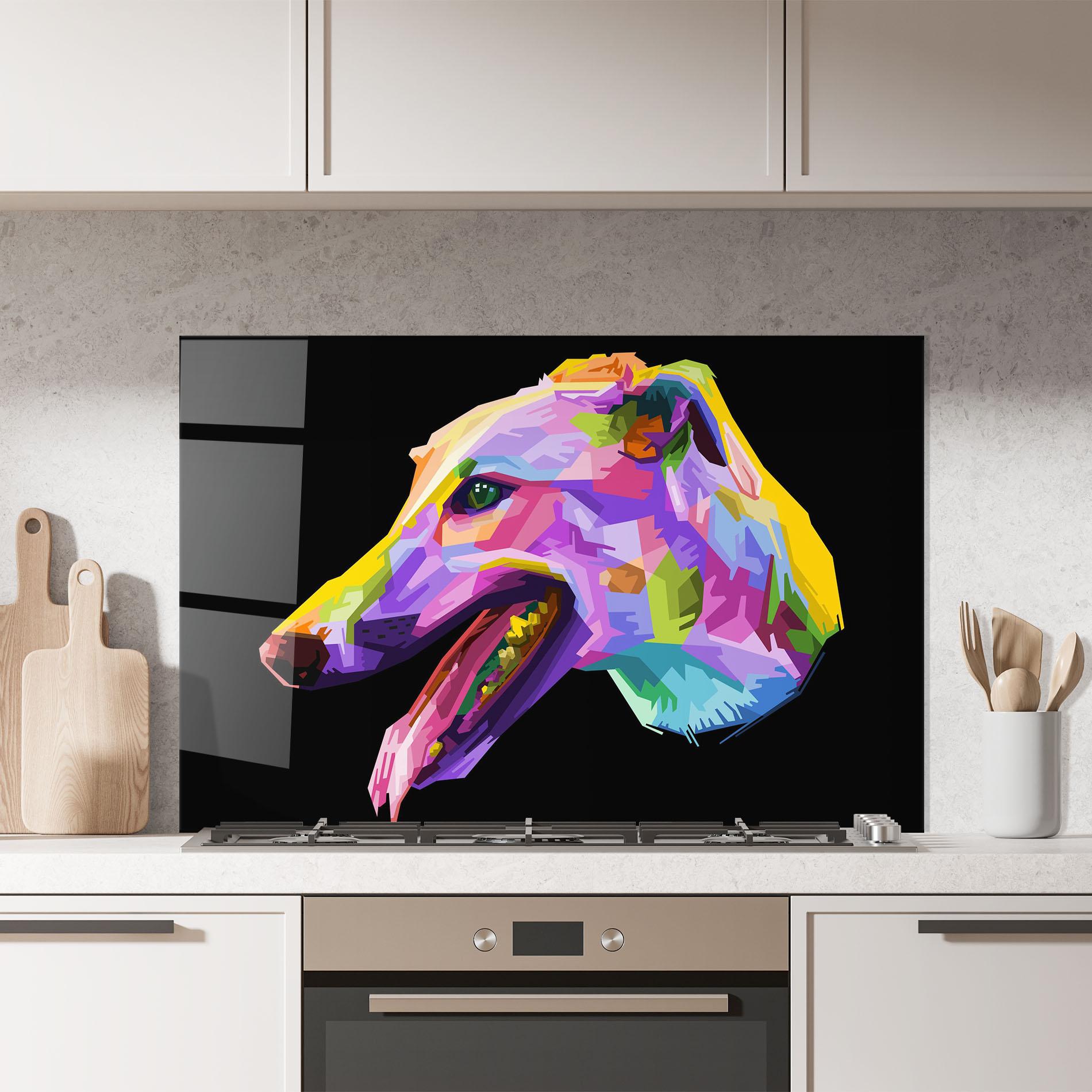 Стъклен панел за кухня Colorful Dog Art mockup 7