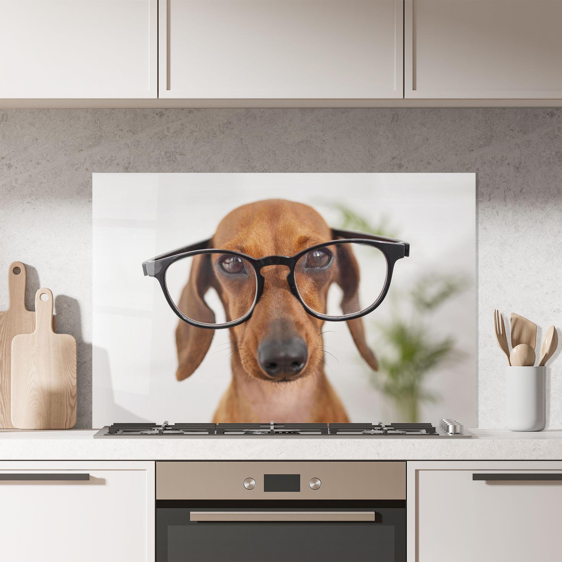 Стъклен панел за кухня Dog Wearing Glasses mockup 7