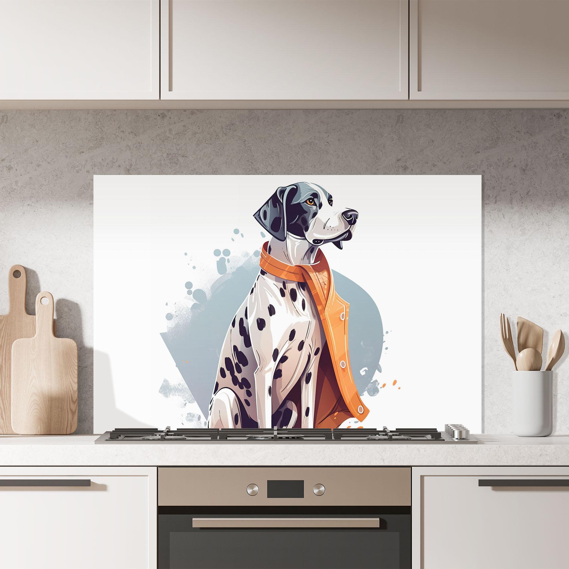 Стъклен панел за кухня Orange Scarf Dalmatian mockup 7