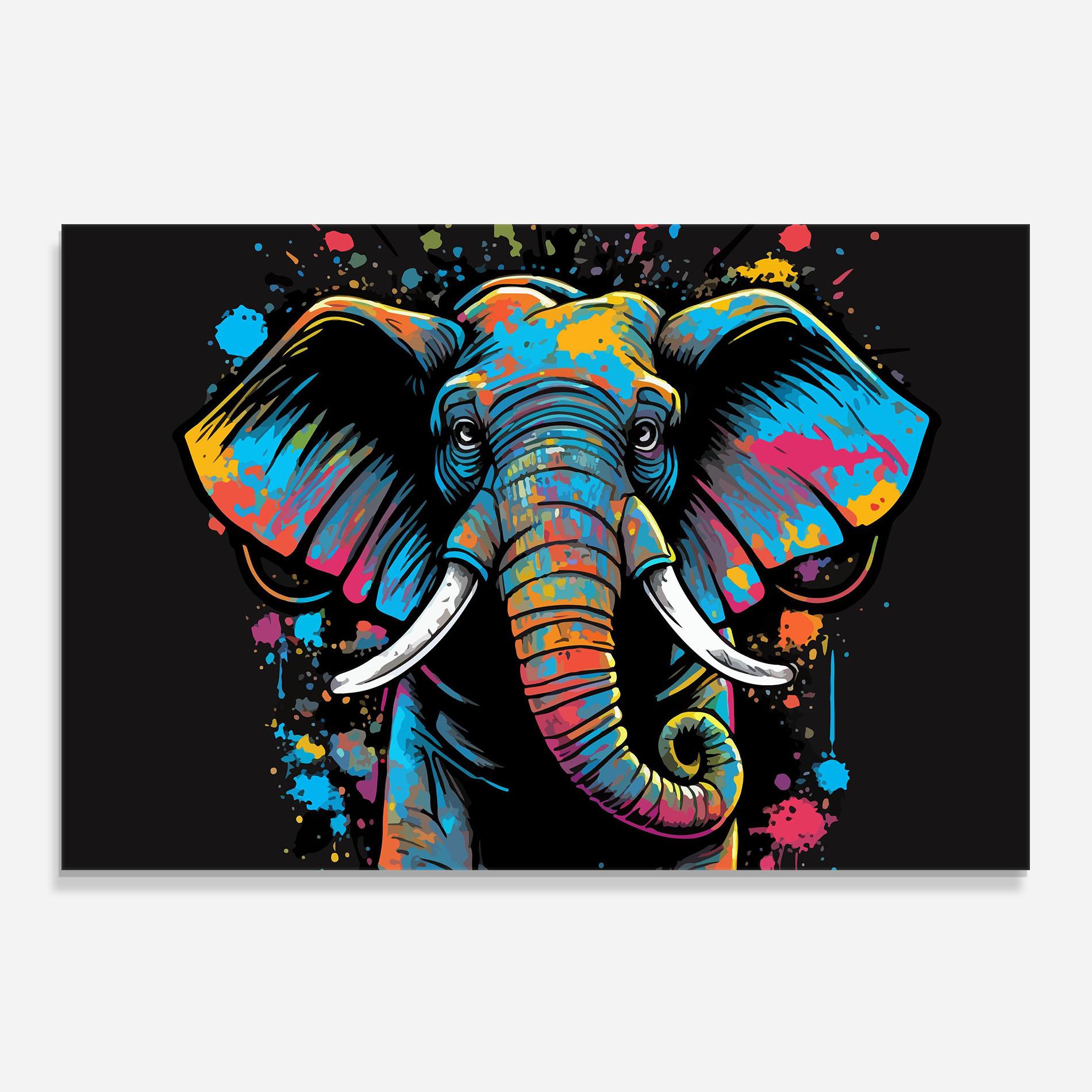 Стъклен панел за кухня Colorful Grey Elephant mockup 0