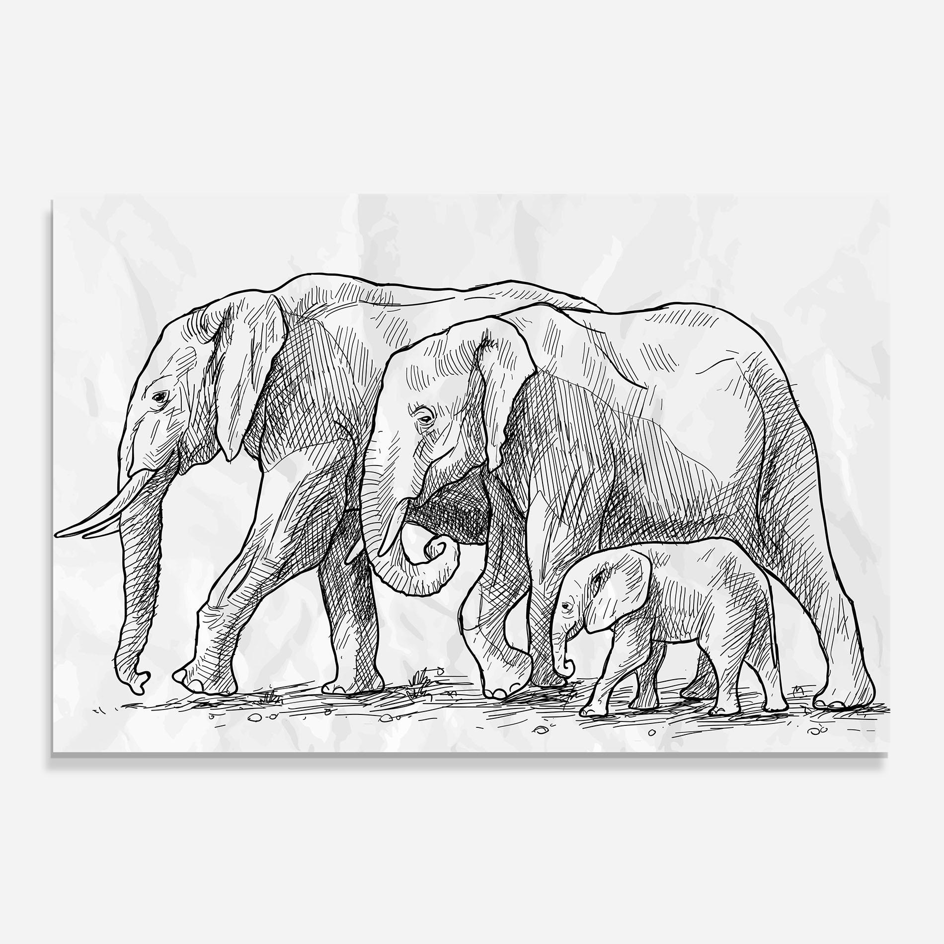 Стъклен панел за кухня Elephant Family mockup 0
