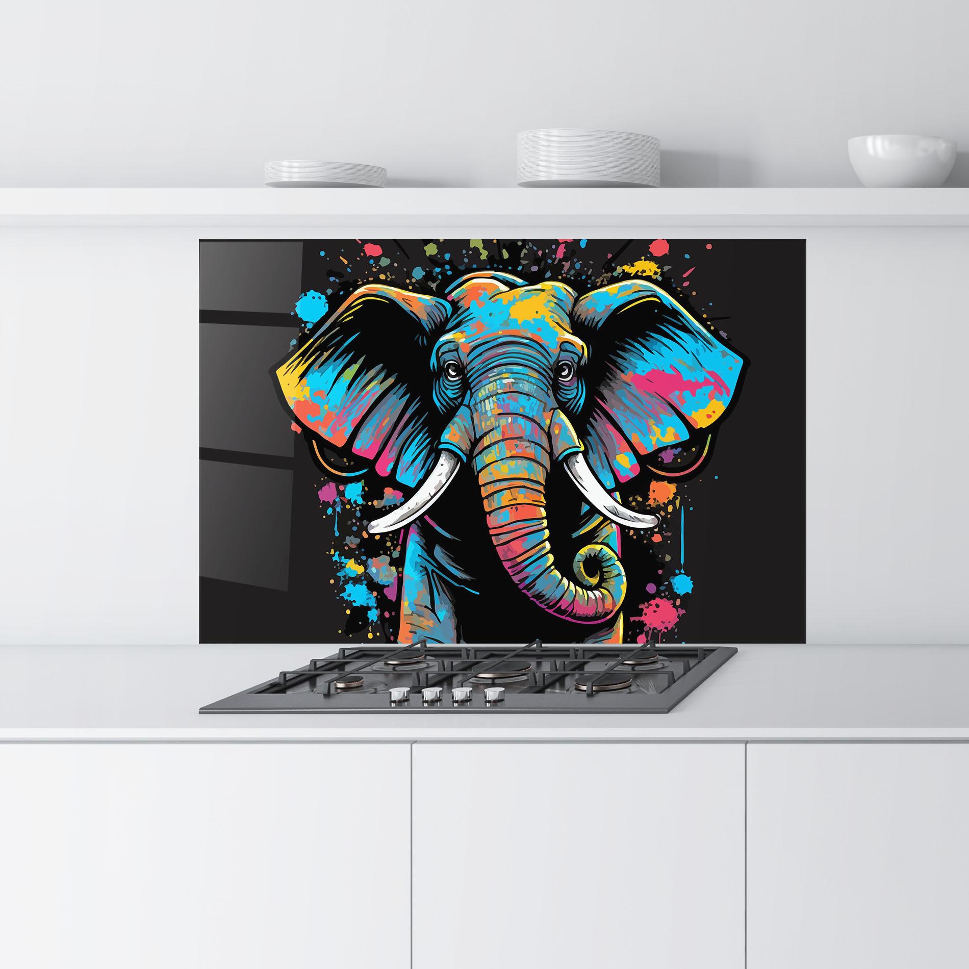 Стъклен панел за кухня Colorful Grey Elephant mockup 9