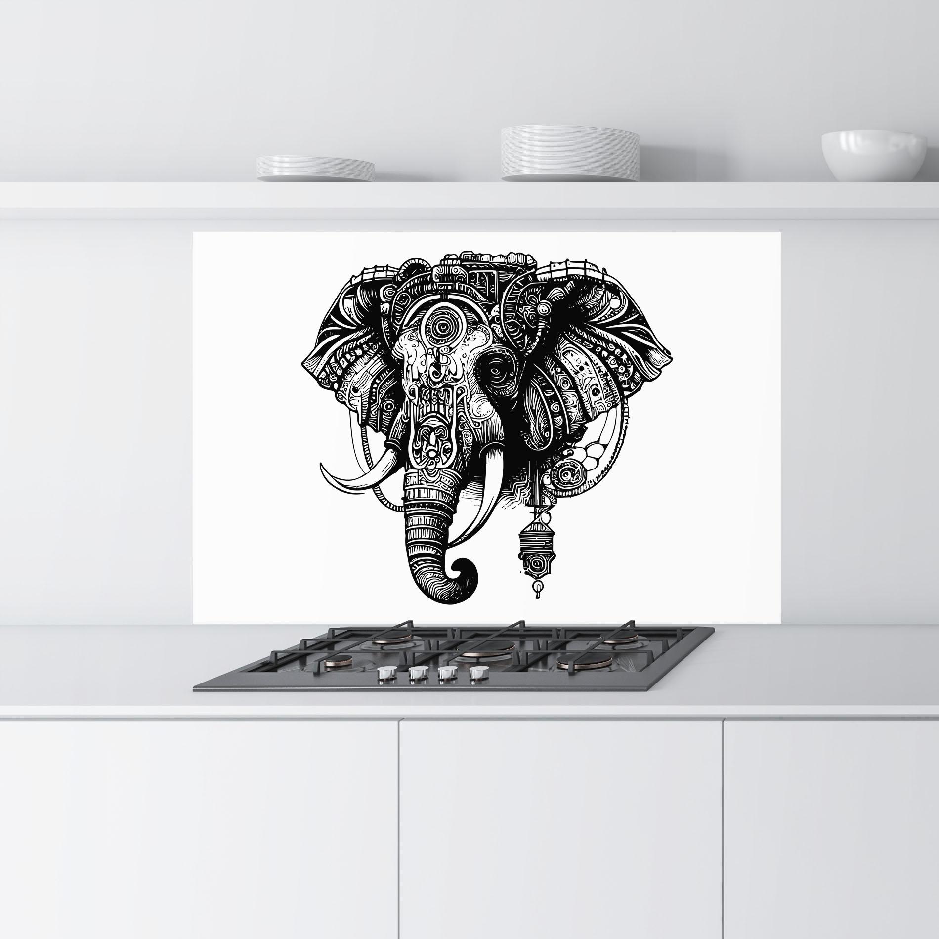 Стъклен панел за кухня Ehephant Head mockup 9