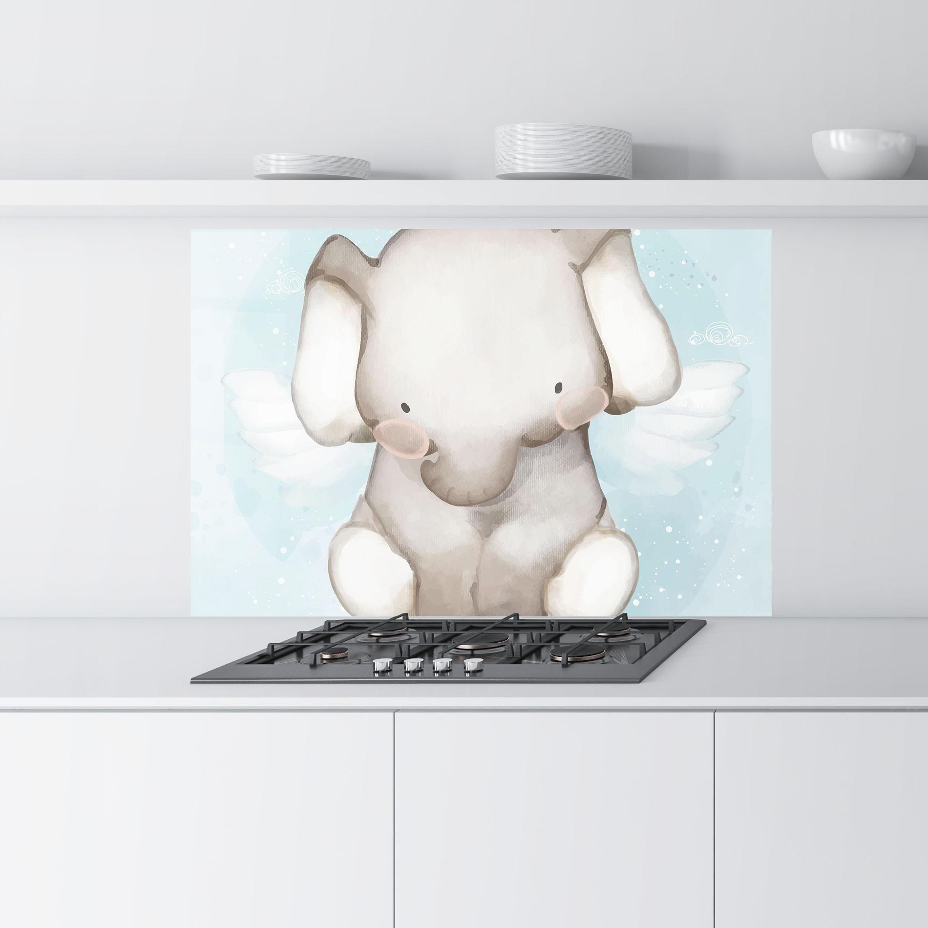 Стъклен панел за кухня Elephant On Blue mockup 9