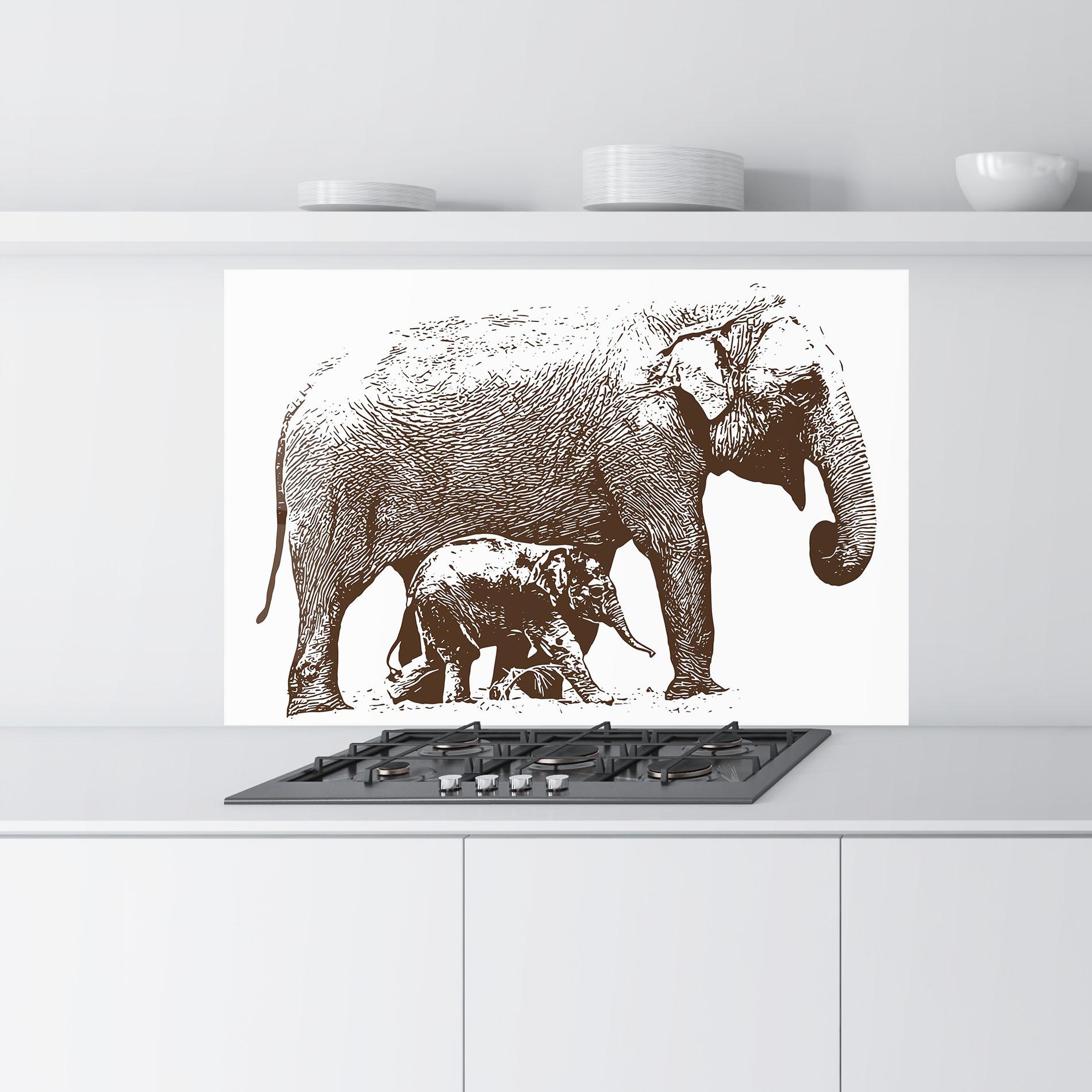 Стъклен панел за кухня Mother Elephent mockup 9