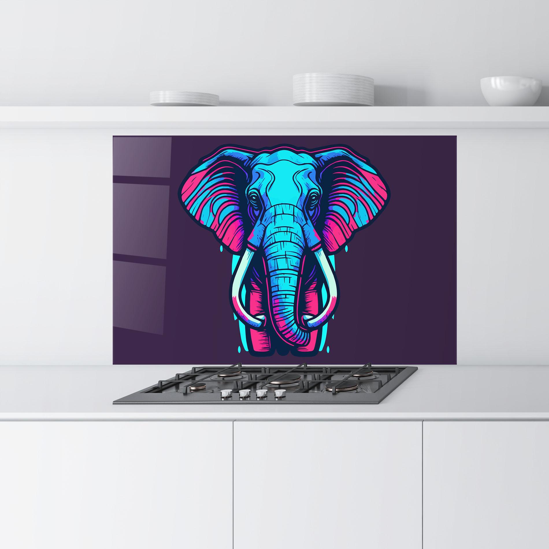 Стъклен панел за кухня Pink Blue Elephant mockup 9