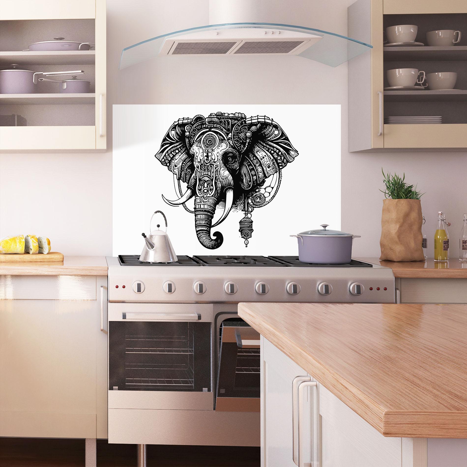 Стъклен панел за кухня Ehephant Head mockup 1