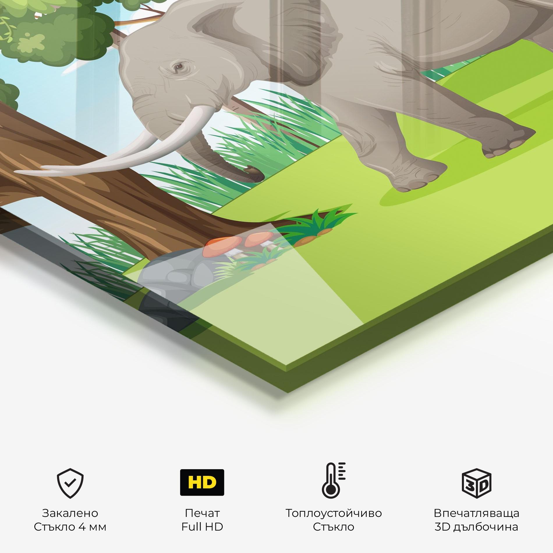 Стъклен панел за кухня Animated Elephant mockup 2