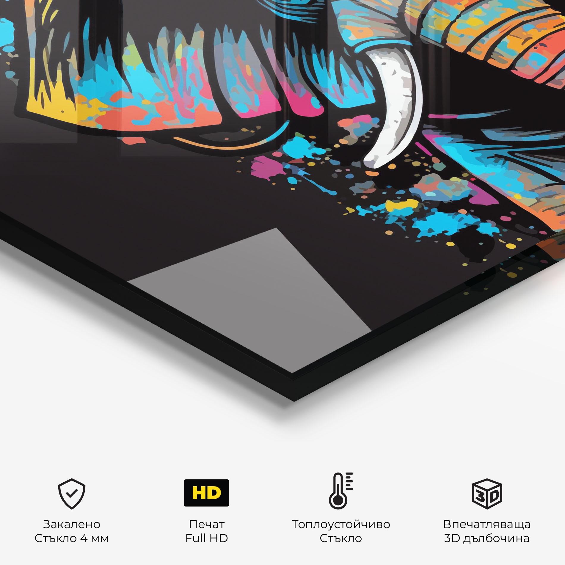 Стъклен панел за кухня Colorful Grey Elephant mockup 2