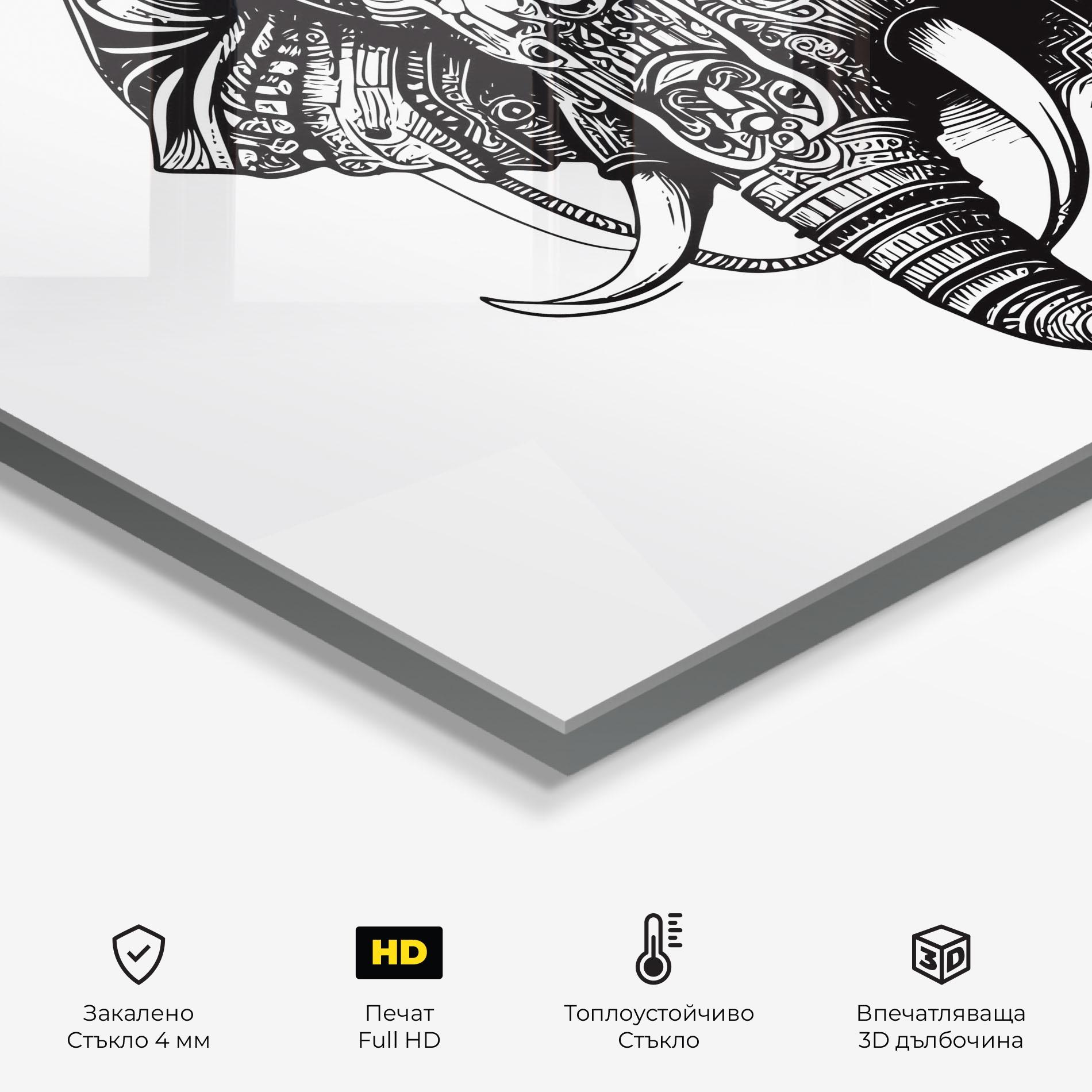 Стъклен панел за кухня Ehephant Head mockup 2