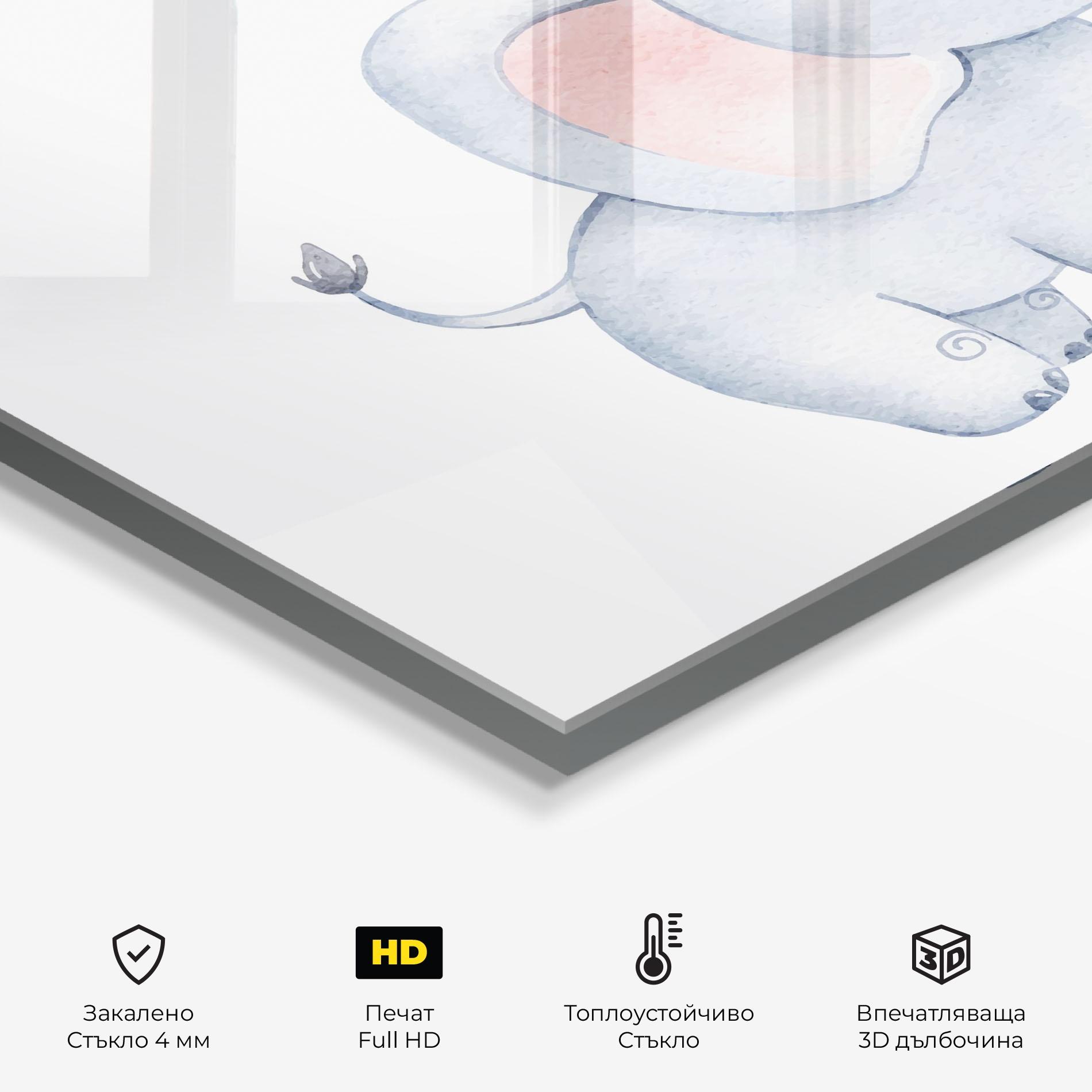Стъклен панел за кухня Elephant Butterfly mockup 2
