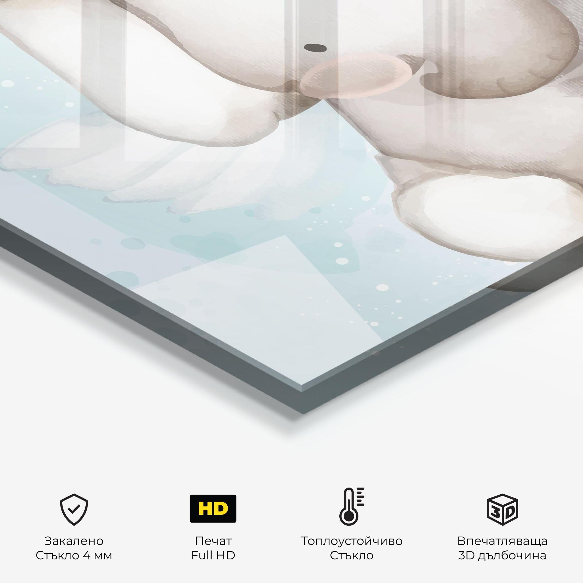 Стъклен панел за кухня Elephant On Blue mockup 2