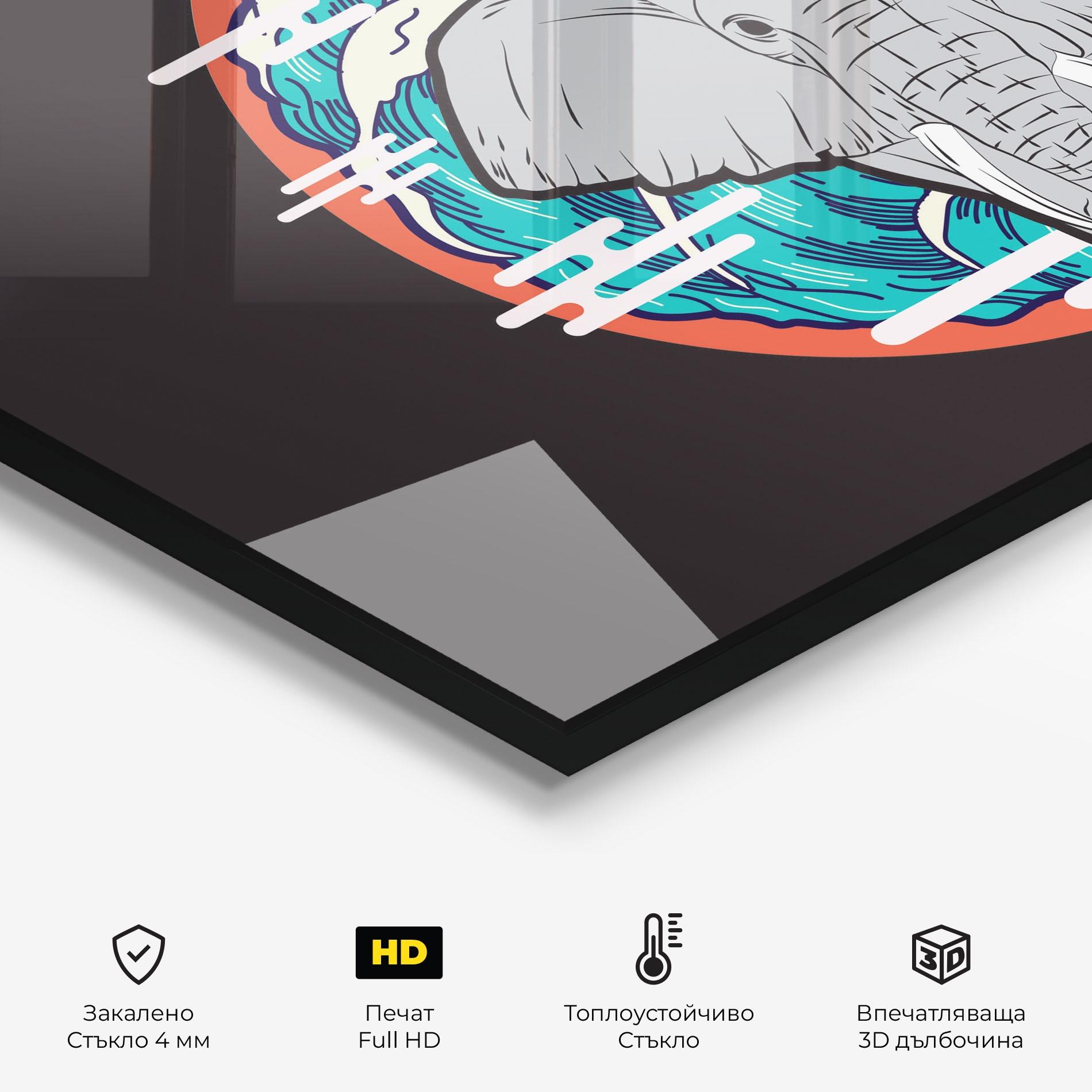 Стъклен панел за кухня Elephant Waves mockup 2