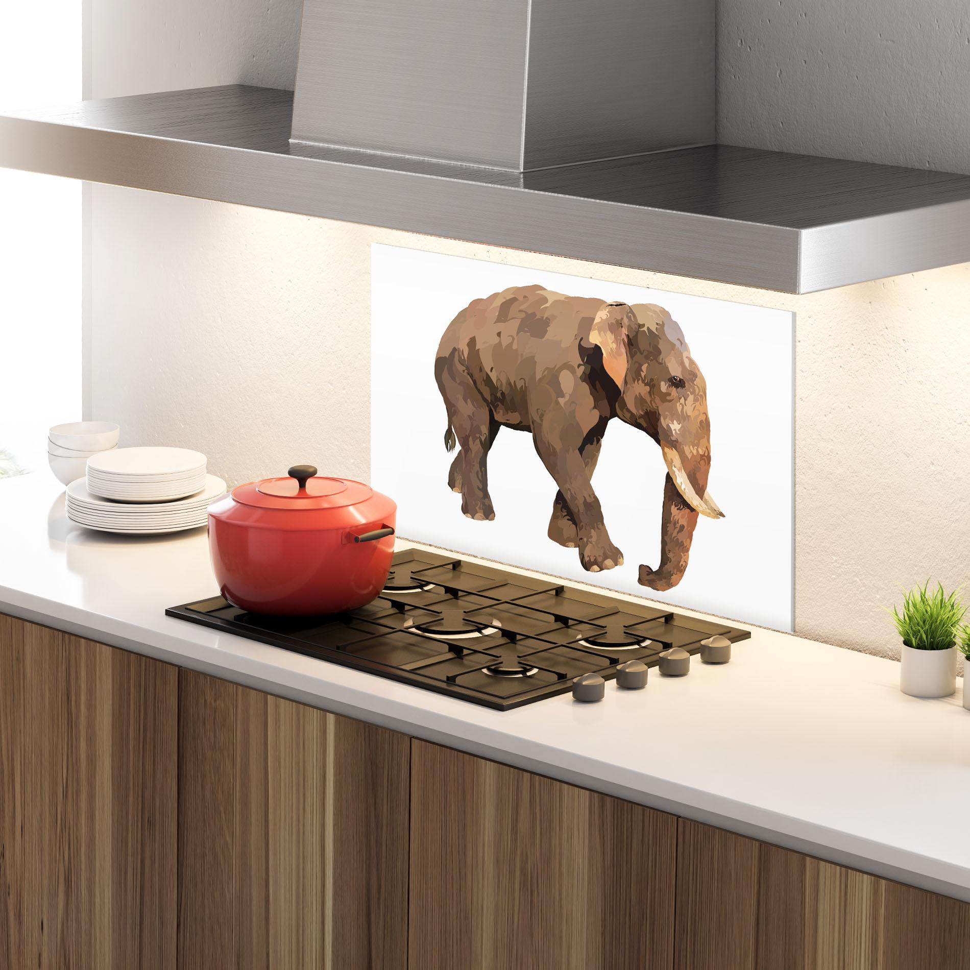 Стъклен панел за кухня Brown Elephant mockup 4