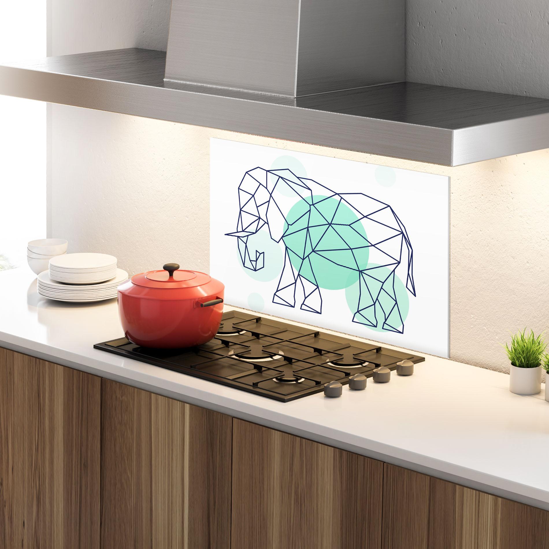 Стъклен панел за кухня Elephant Geometric mockup 4