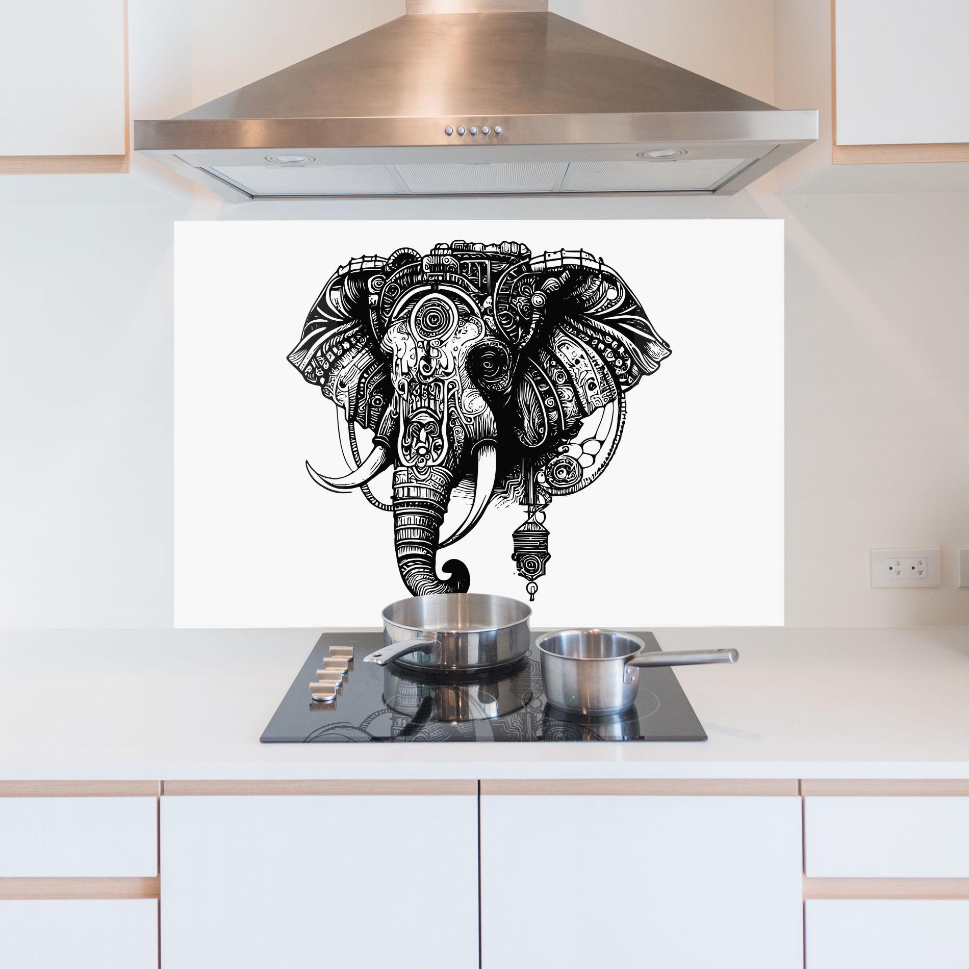 Стъклен панел за кухня Ehephant Head mockup 5