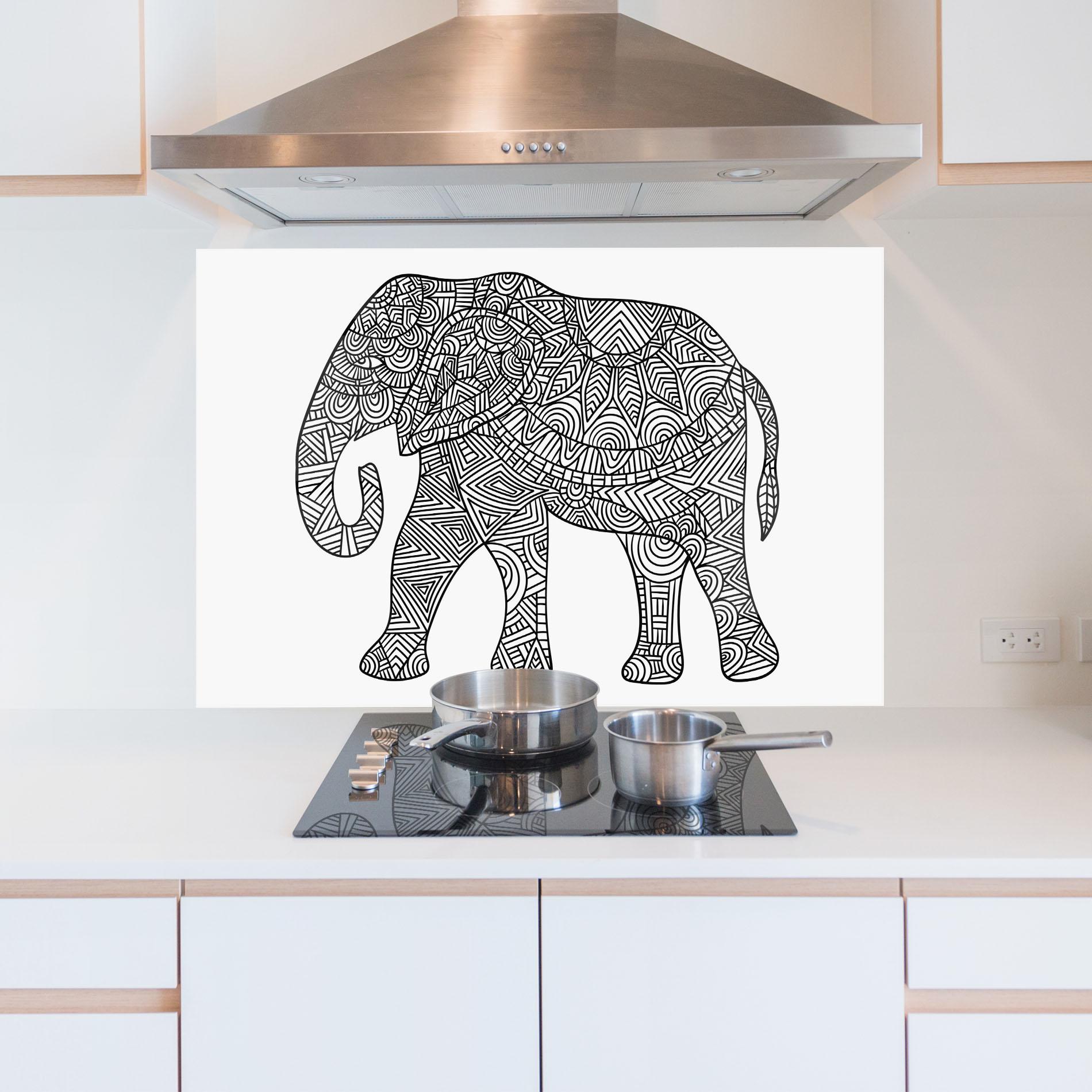 Стъклен панел за кухня Elephant Mandala mockup 5