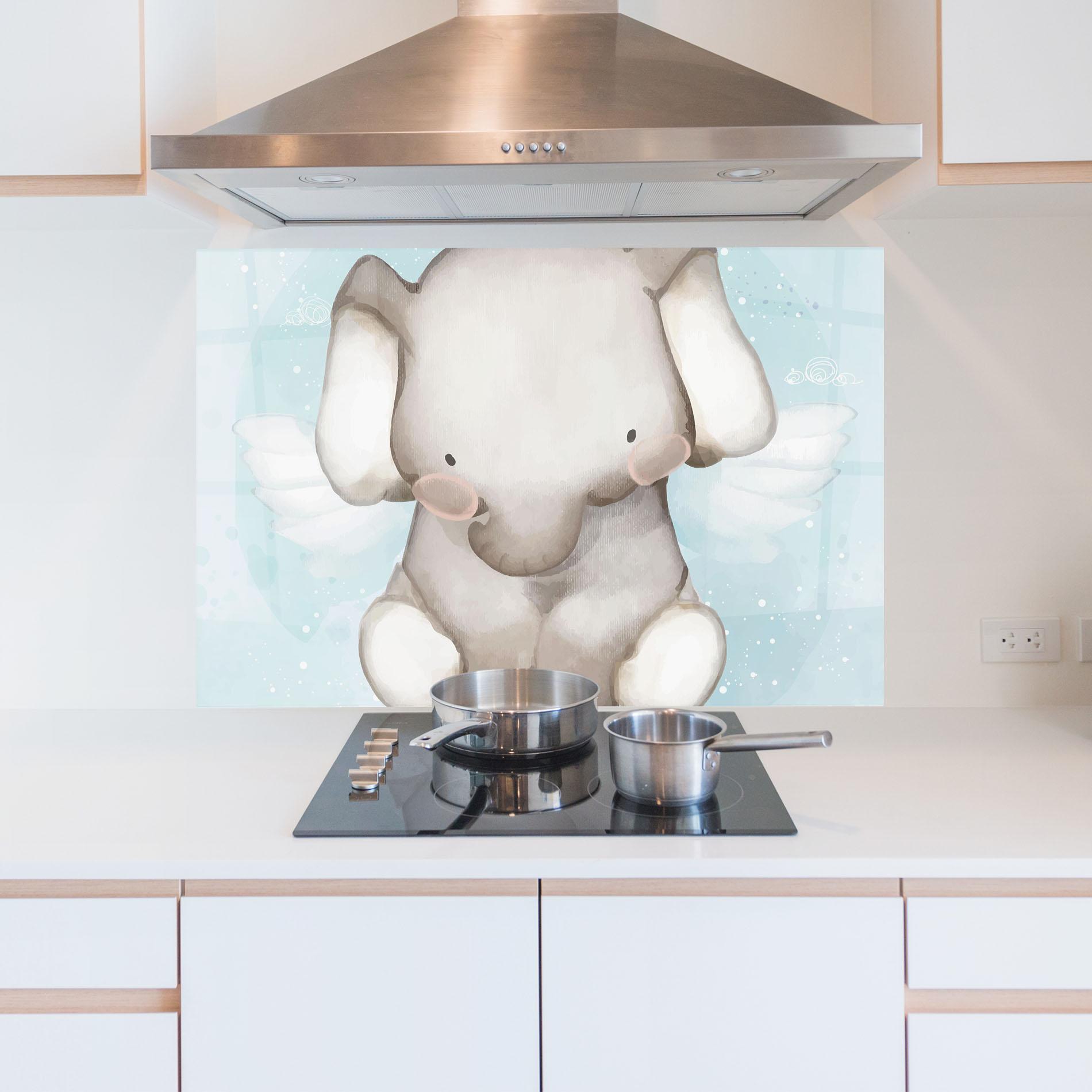 Стъклен панел за кухня Elephant On Blue mockup 5