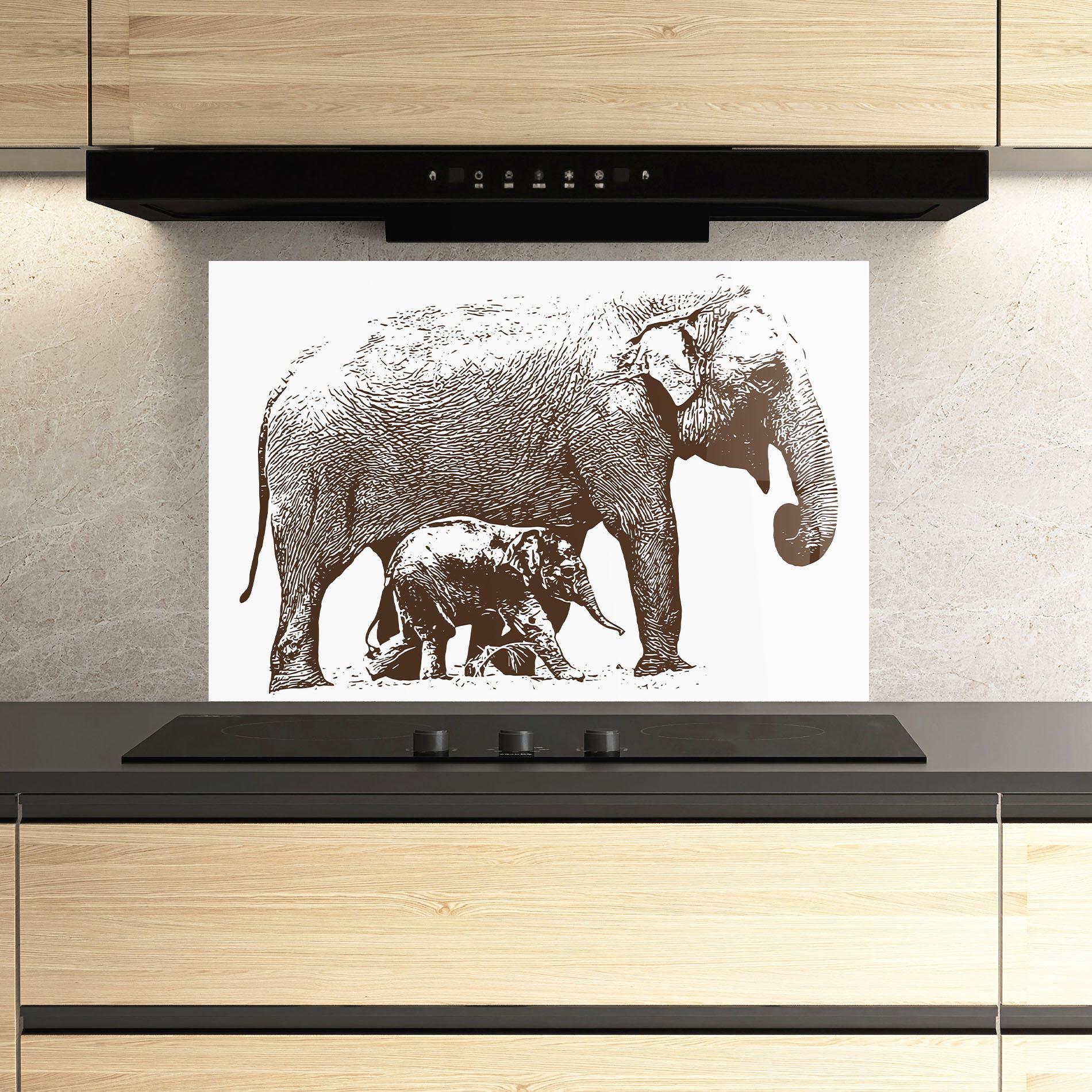 Стъклен панел за кухня Mother Elephent mockup 3
