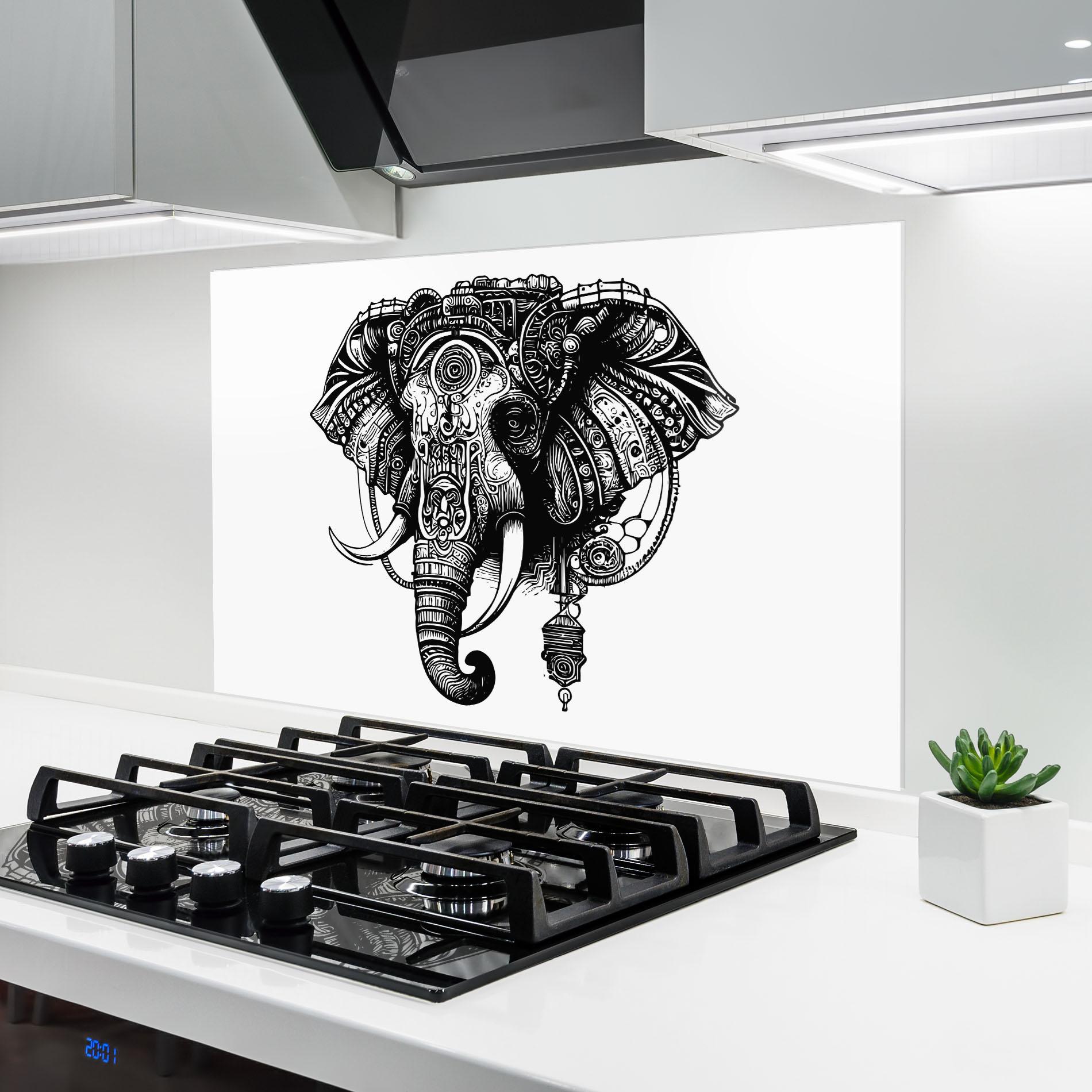Стъклен панел за кухня Ehephant Head mockup 6