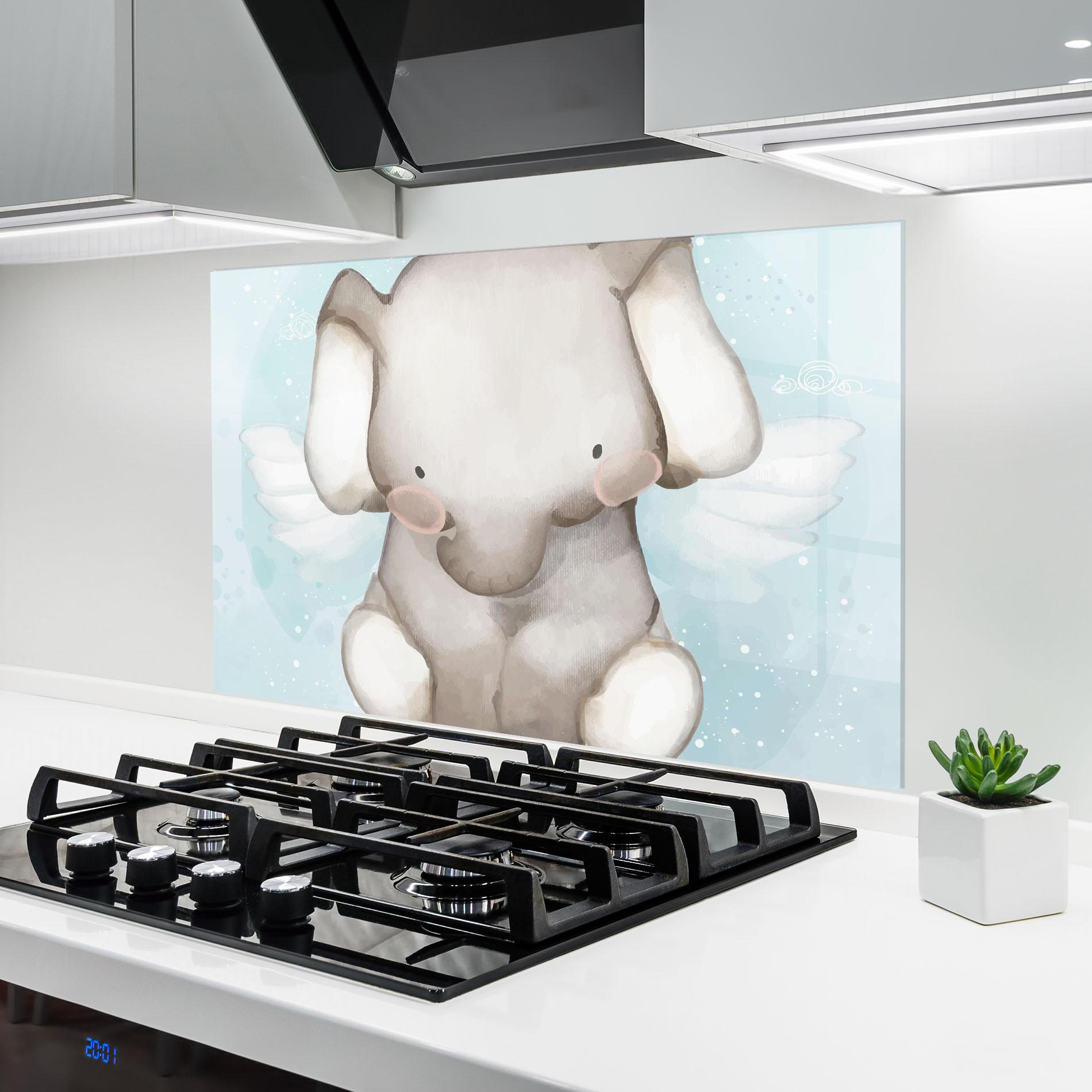 Стъклен панел за кухня Elephant On Blue mockup 6