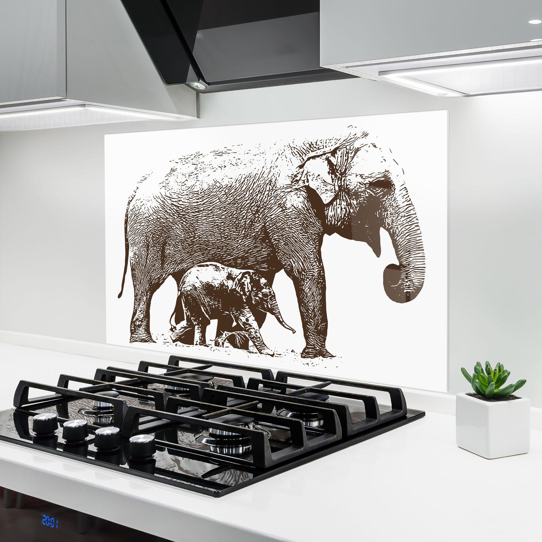 Стъклен панел за кухня Mother Elephent mockup 6