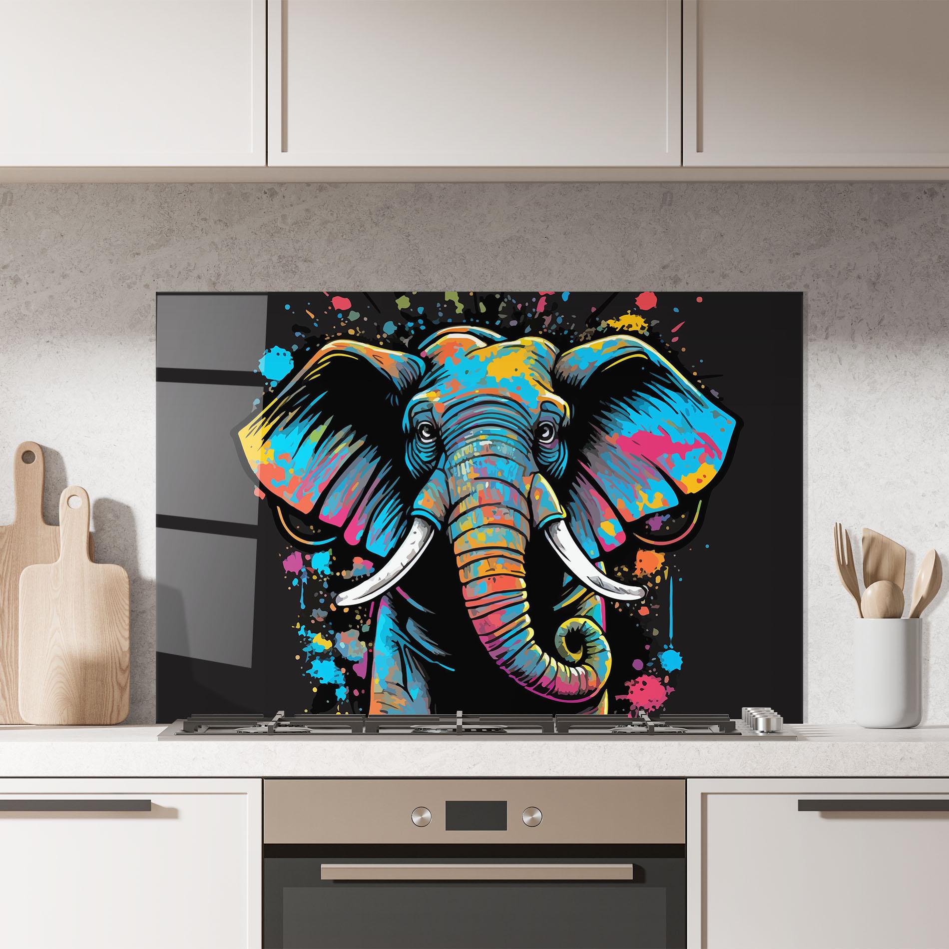Стъклен панел за кухня Colorful Grey Elephant mockup 7