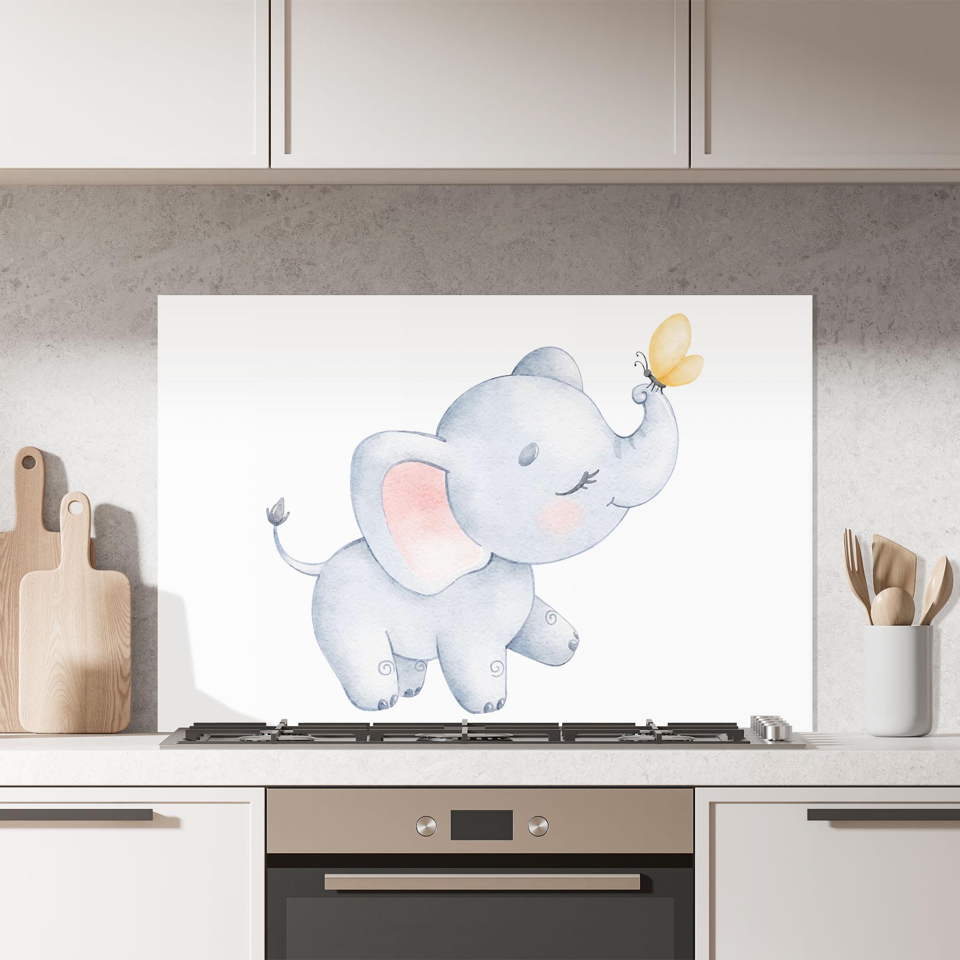Стъклен панел за кухня Elephant Butterfly mockup 7