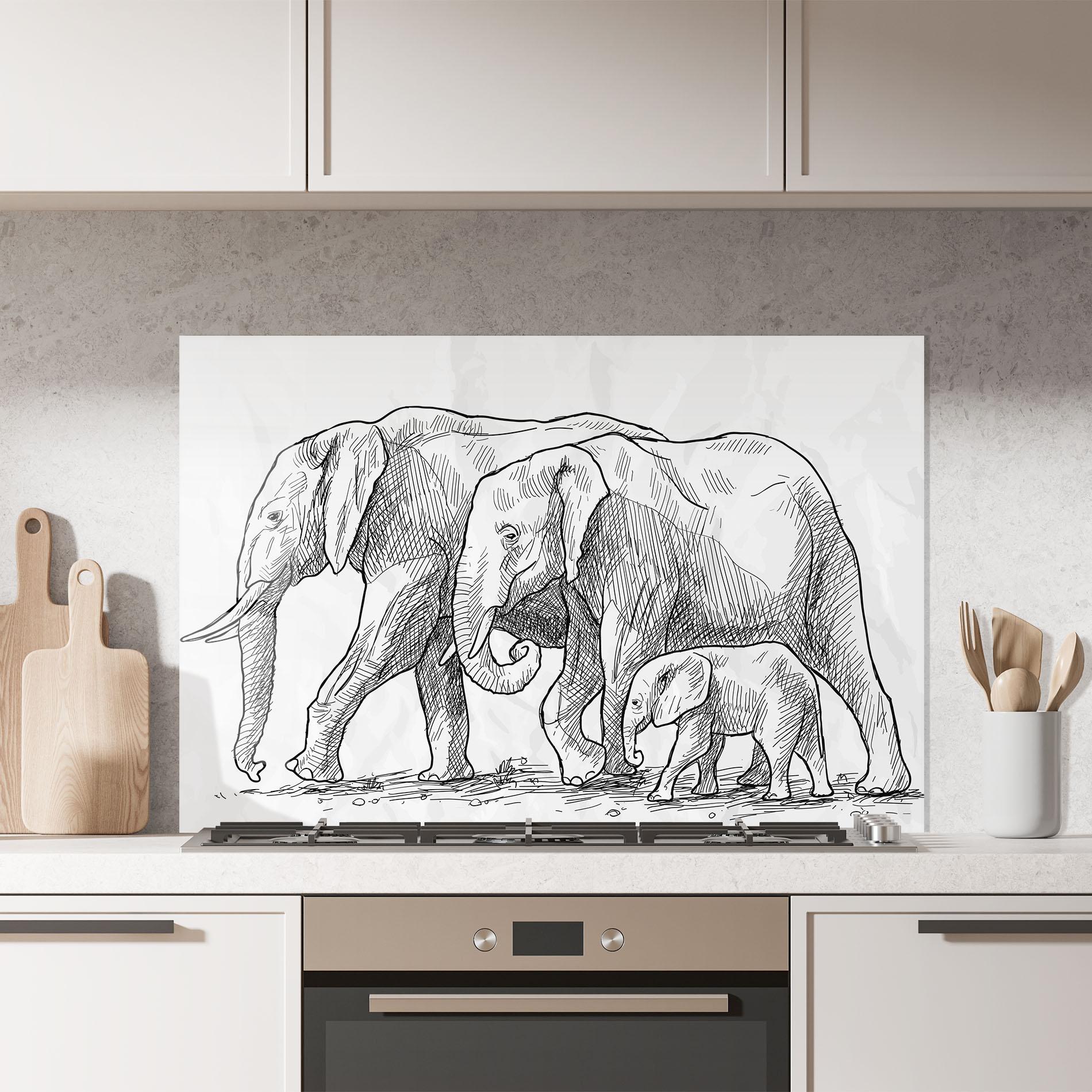 Стъклен панел за кухня Elephant Family mockup 7