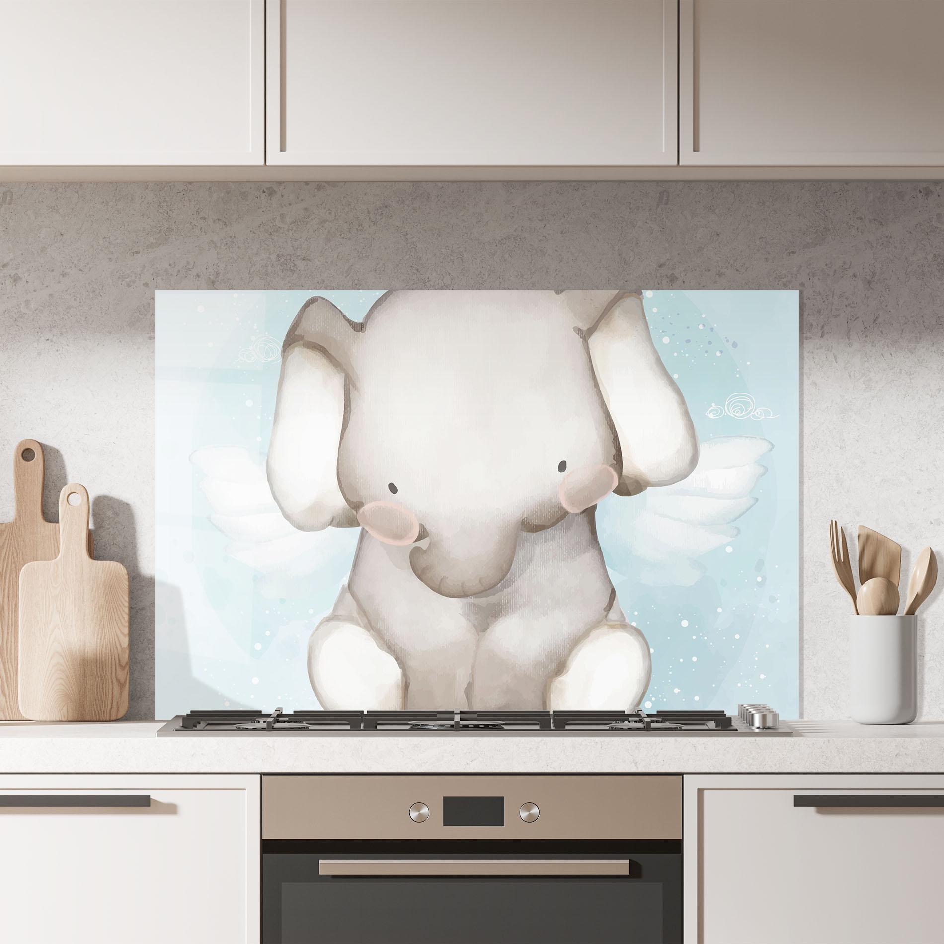 Стъклен панел за кухня Elephant On Blue mockup 7