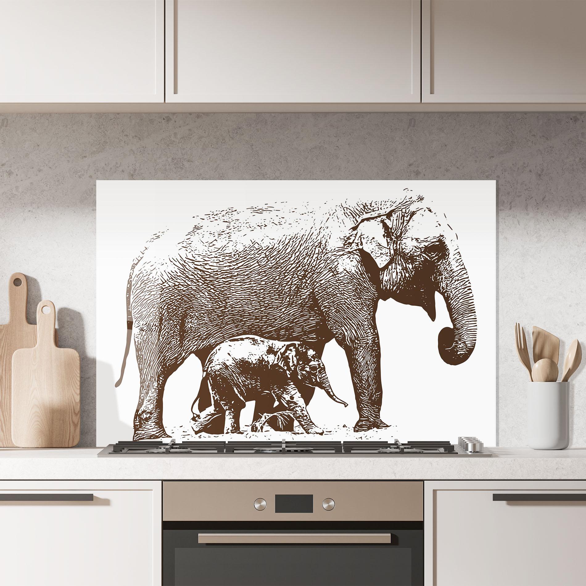 Стъклен панел за кухня Mother Elephent mockup 7