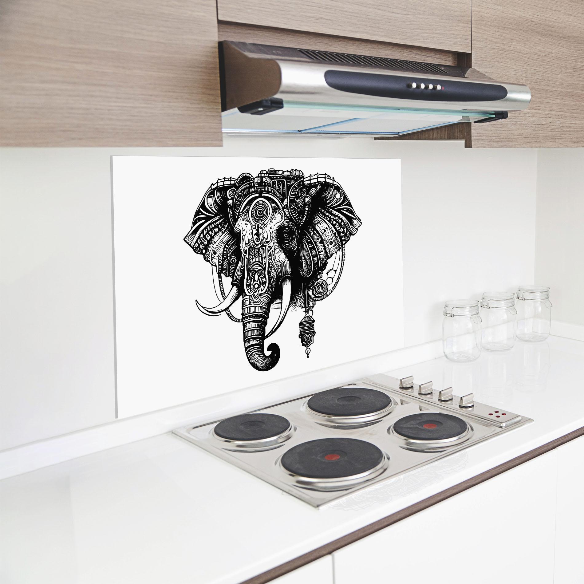 Стъклен панел за кухня Ehephant Head mockup 8