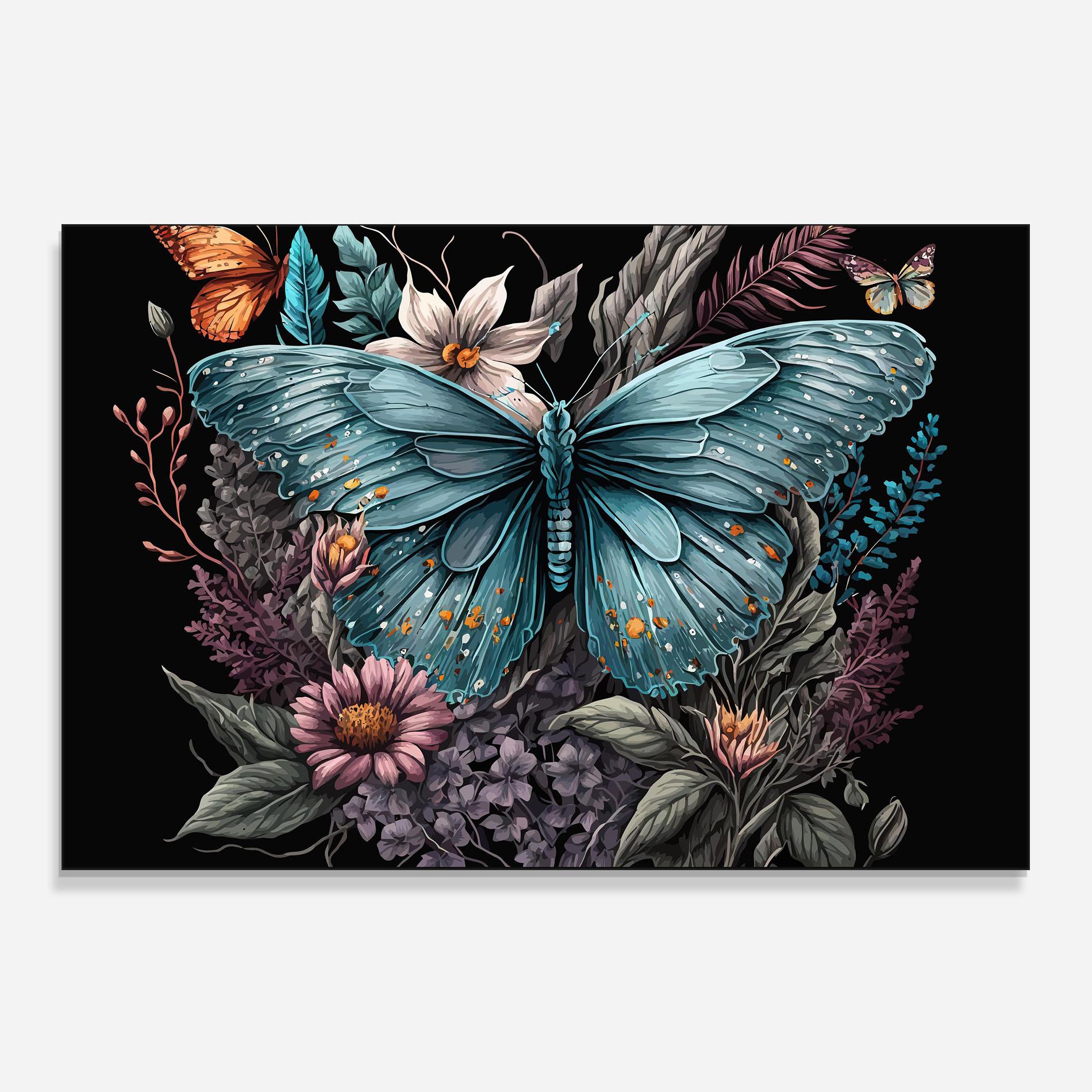Стъклен панел за кухня Pretty Blue Butterfly mockup 0