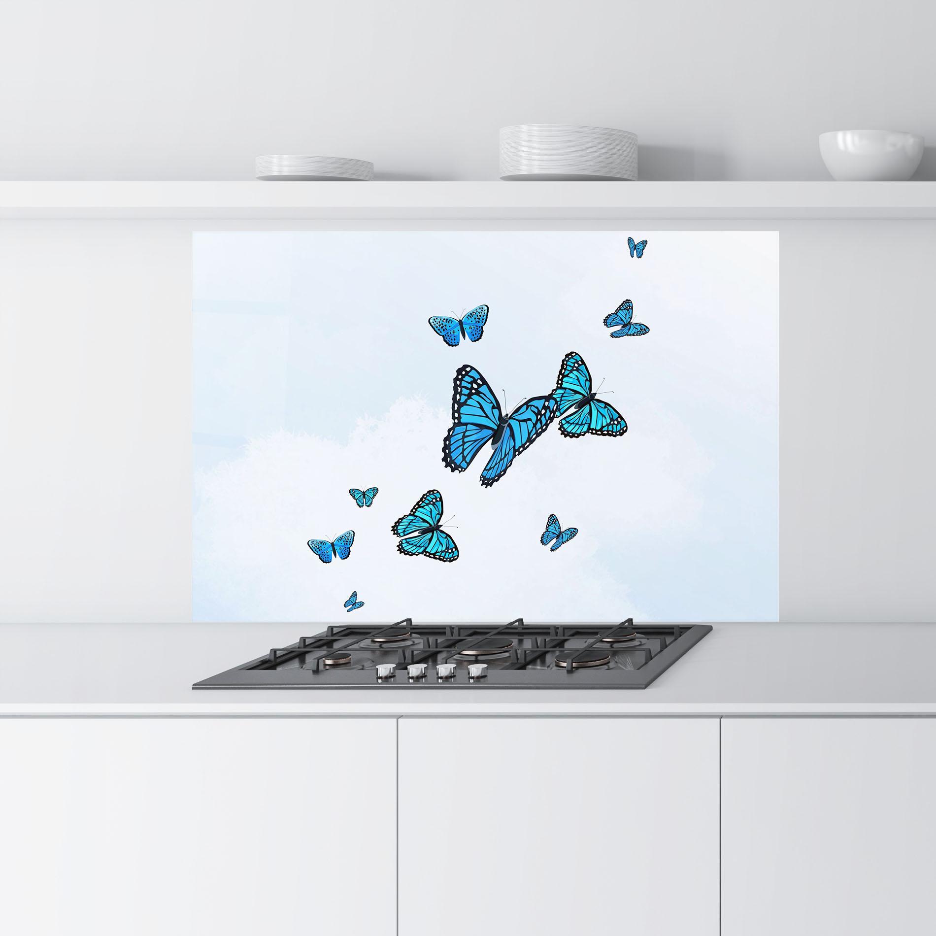 Стъклен панел за кухня Blue Sky Butterfly mockup 9