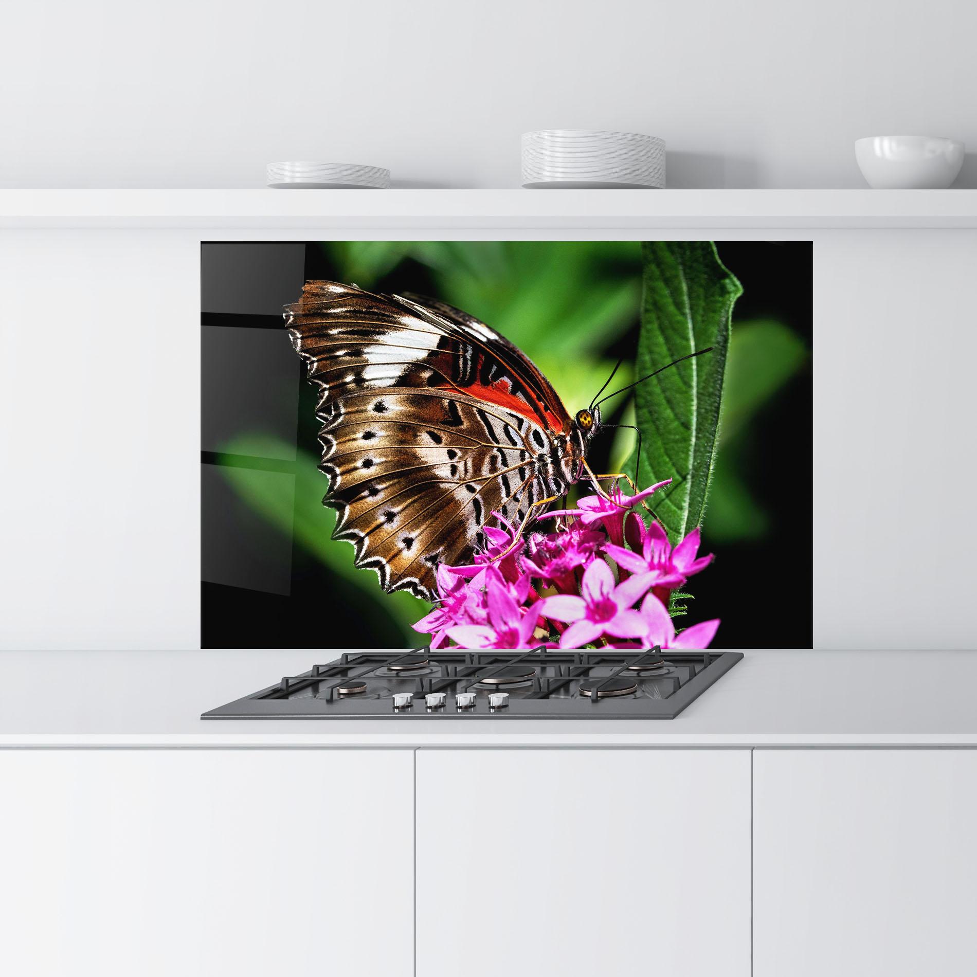 Стъклен панел за кухня Brown Red Butterfly mockup 9
