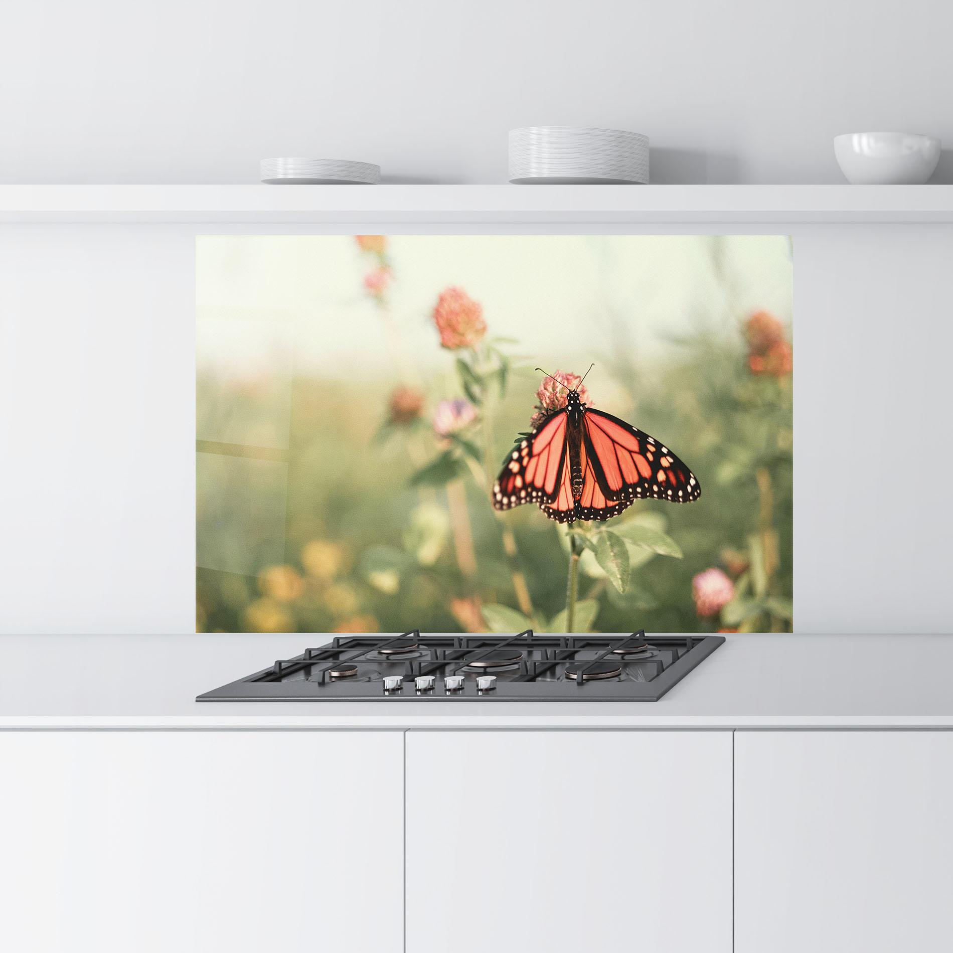 Стъклен панел за кухня Light Red Butterfly mockup 9