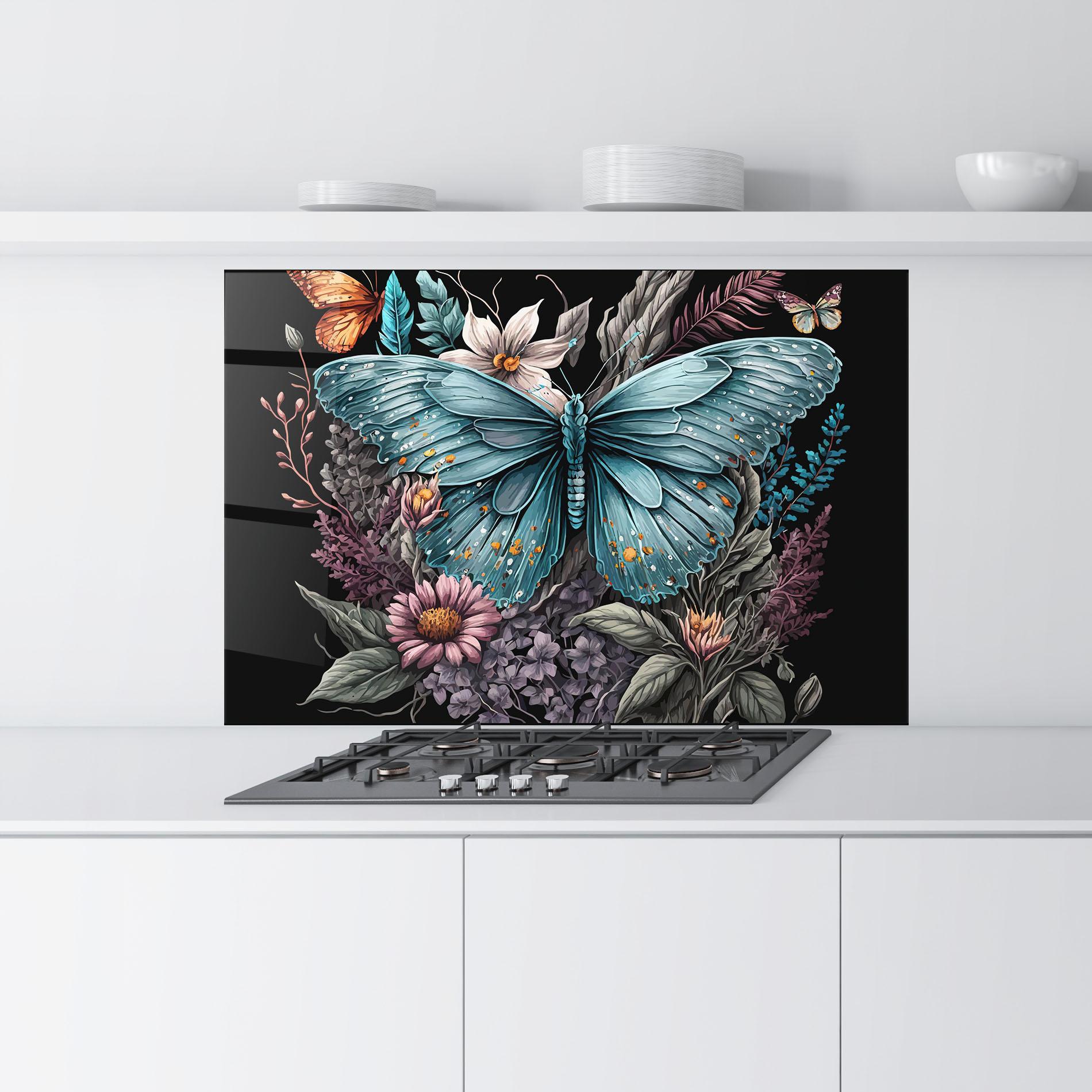 Стъклен панел за кухня Pretty Blue Butterfly mockup 9