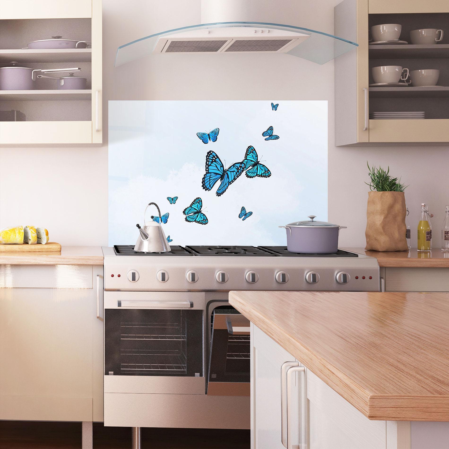 Стъклен панел за кухня Blue Sky Butterfly mockup 1