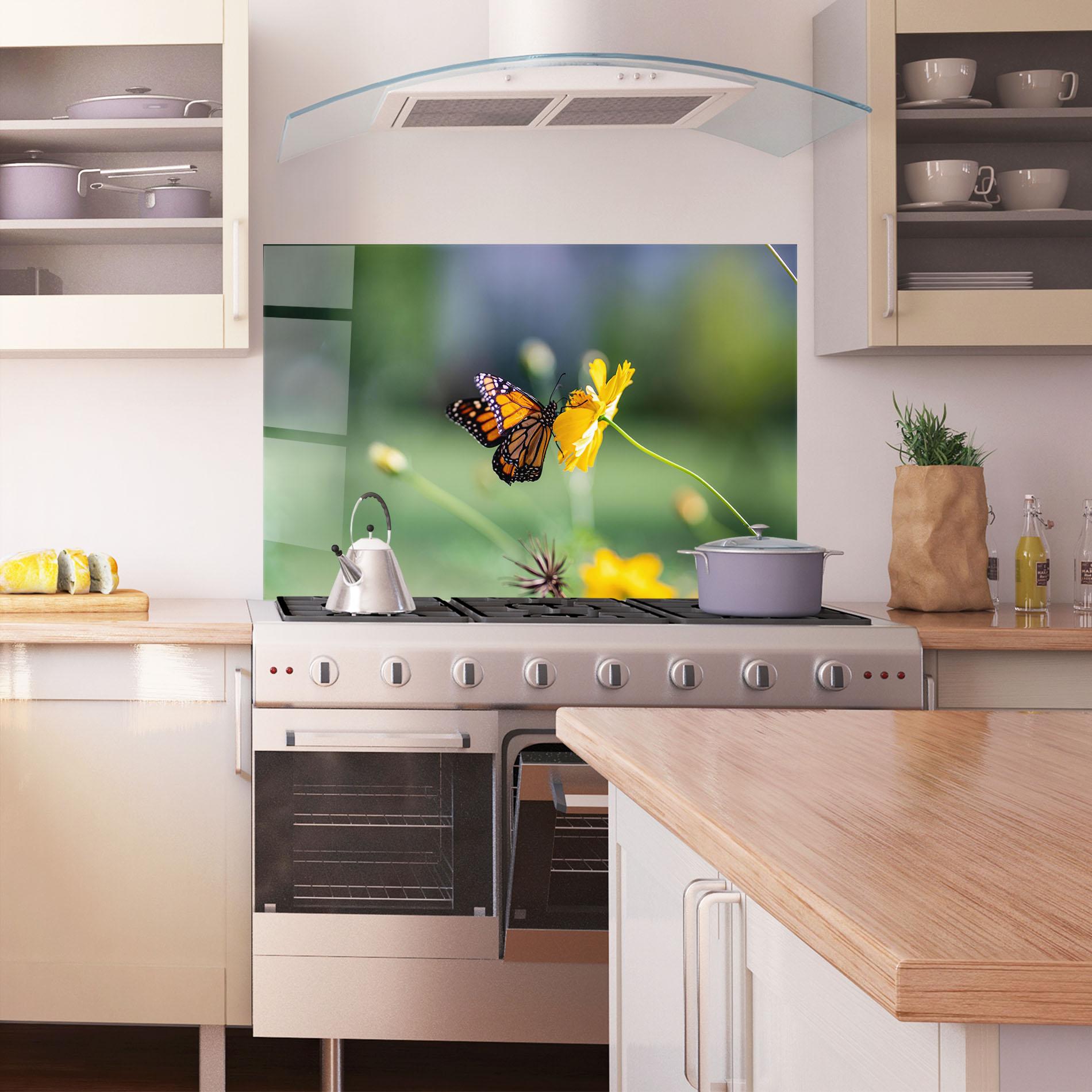 Стъклен панел за кухня Nice Orange Butterfly mockup 1
