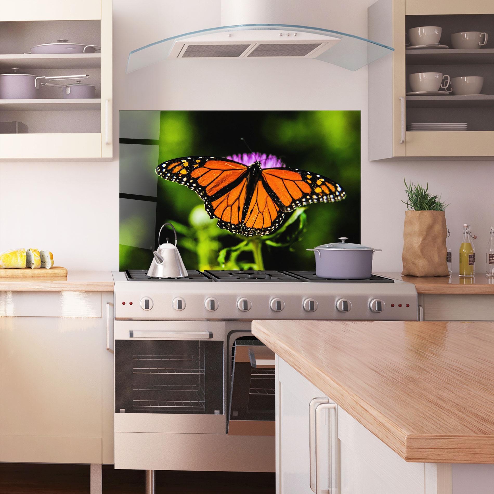 Стъклен панел за кухня Orange Open Butterfly mockup 1