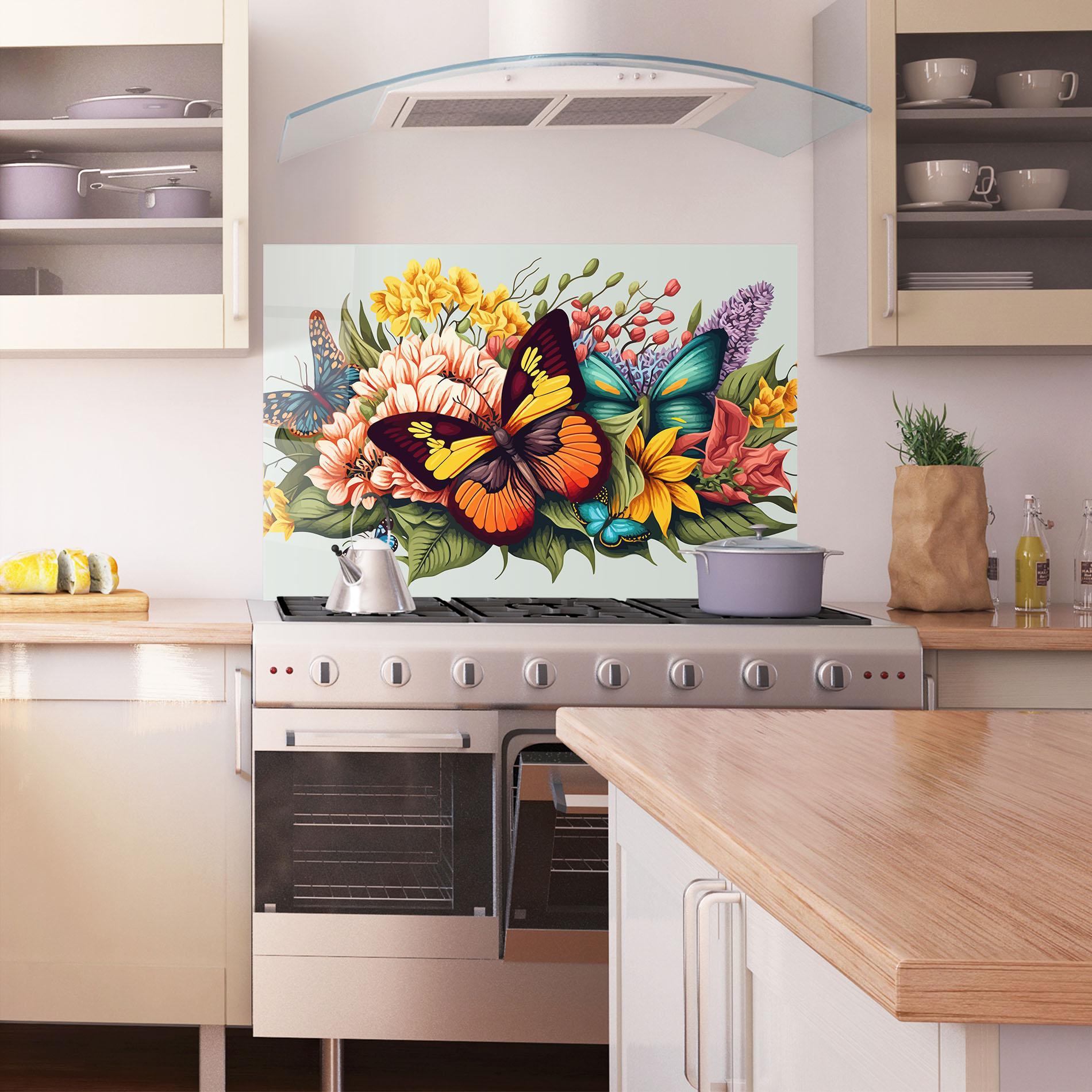 Стъклен панел за кухня Pretty Butterfly mockup 1